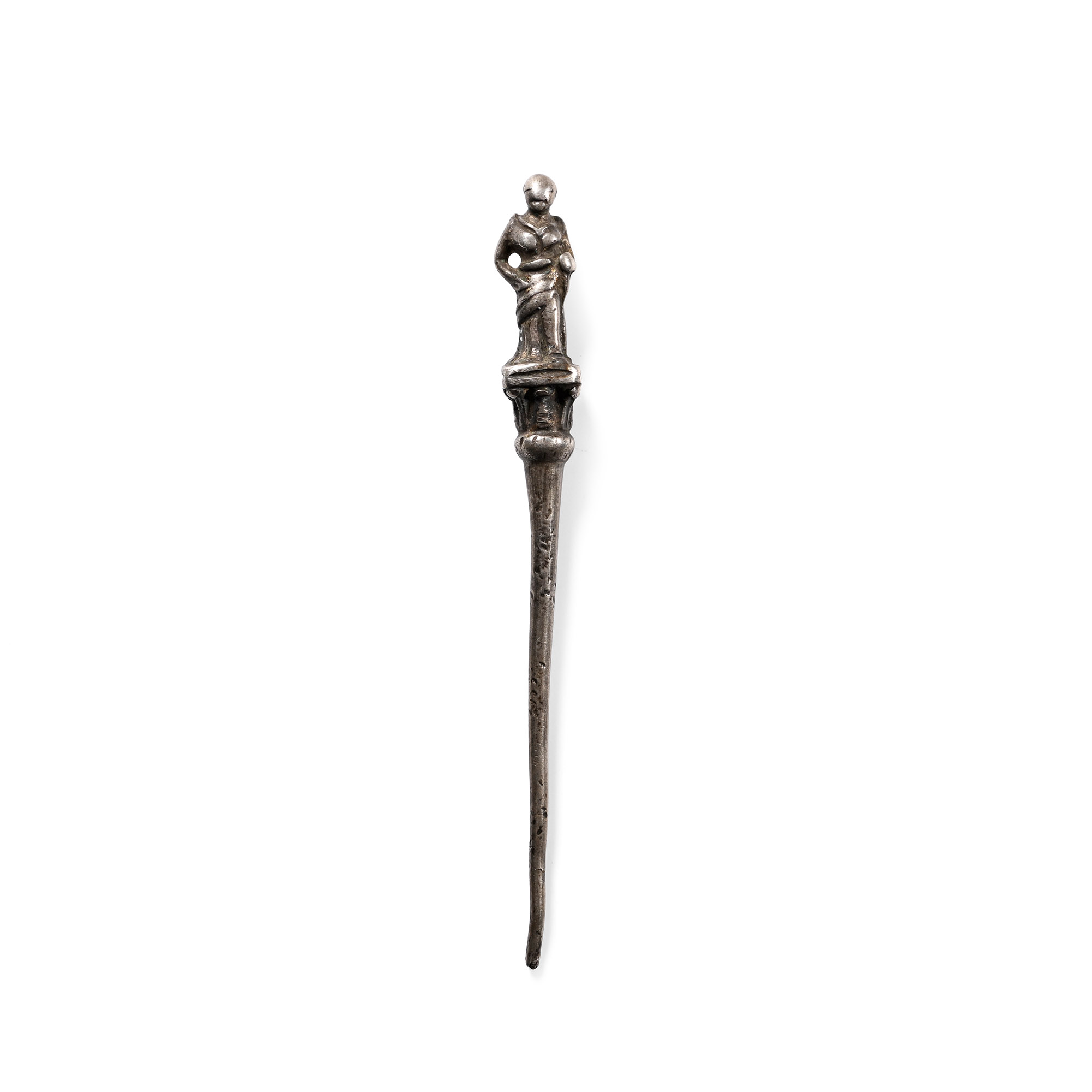 Roman Silver Pin with a Figure of a Standing Woman