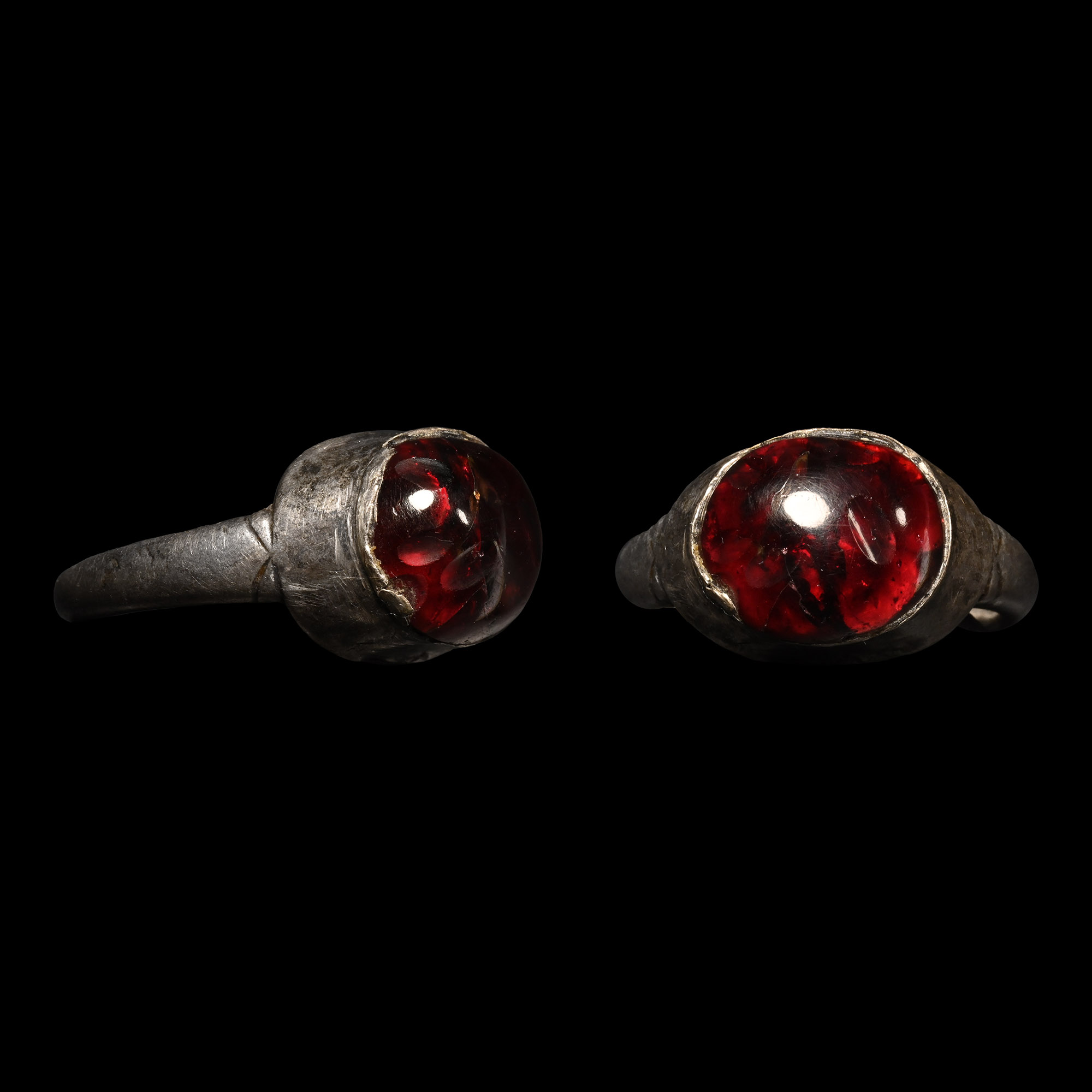 Western Asiatic Silver Ring with Garnet