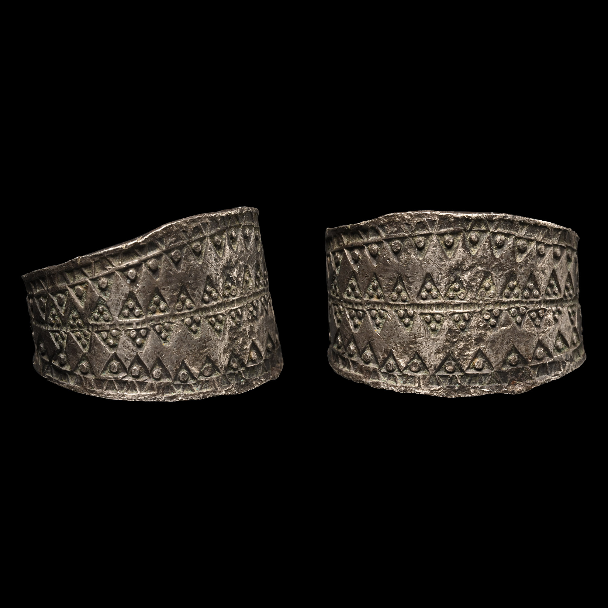 Scandinavian Viking Silver Ring with Stamped Decoration