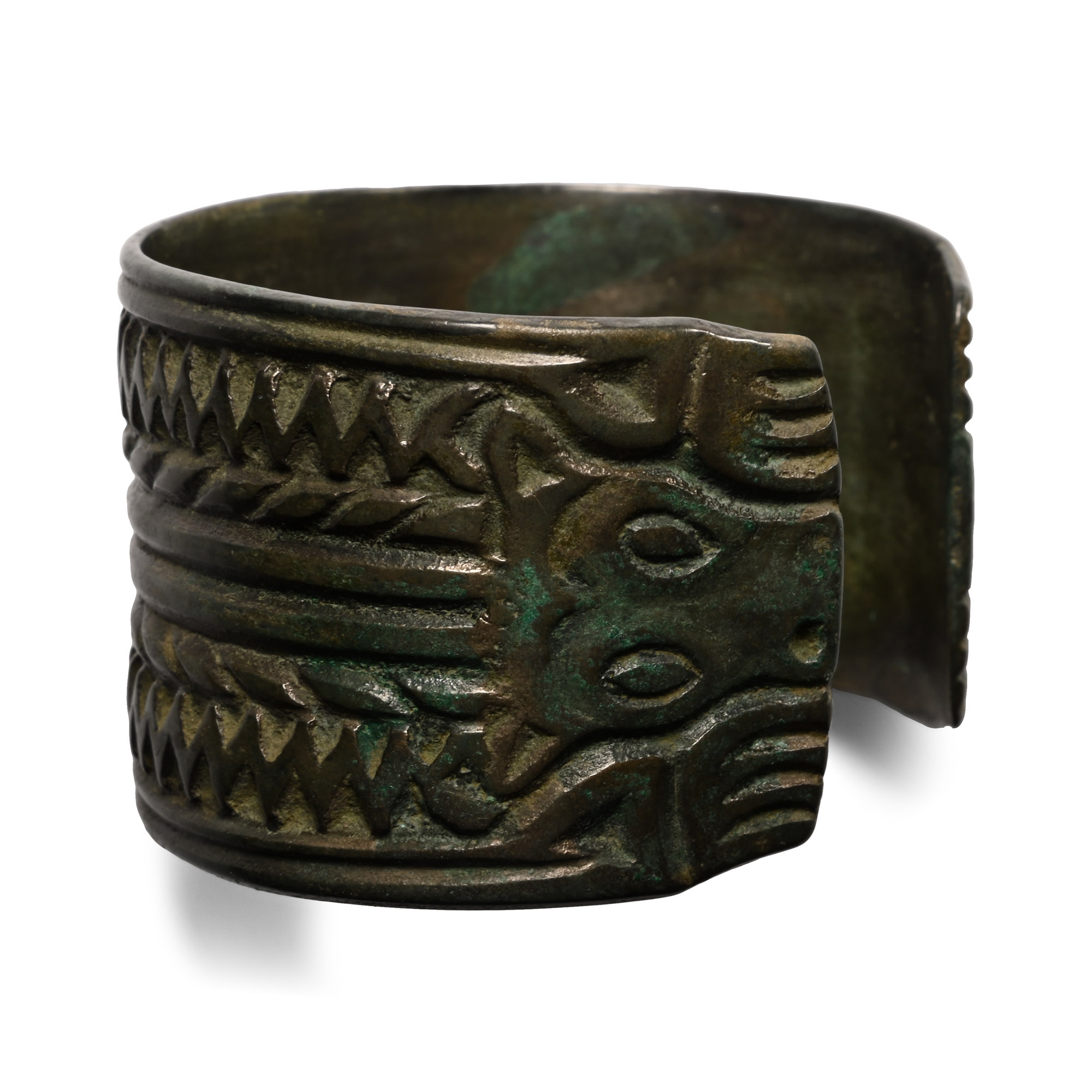 Scandinavian Viking Bronze Bracelet with Bear's Heads