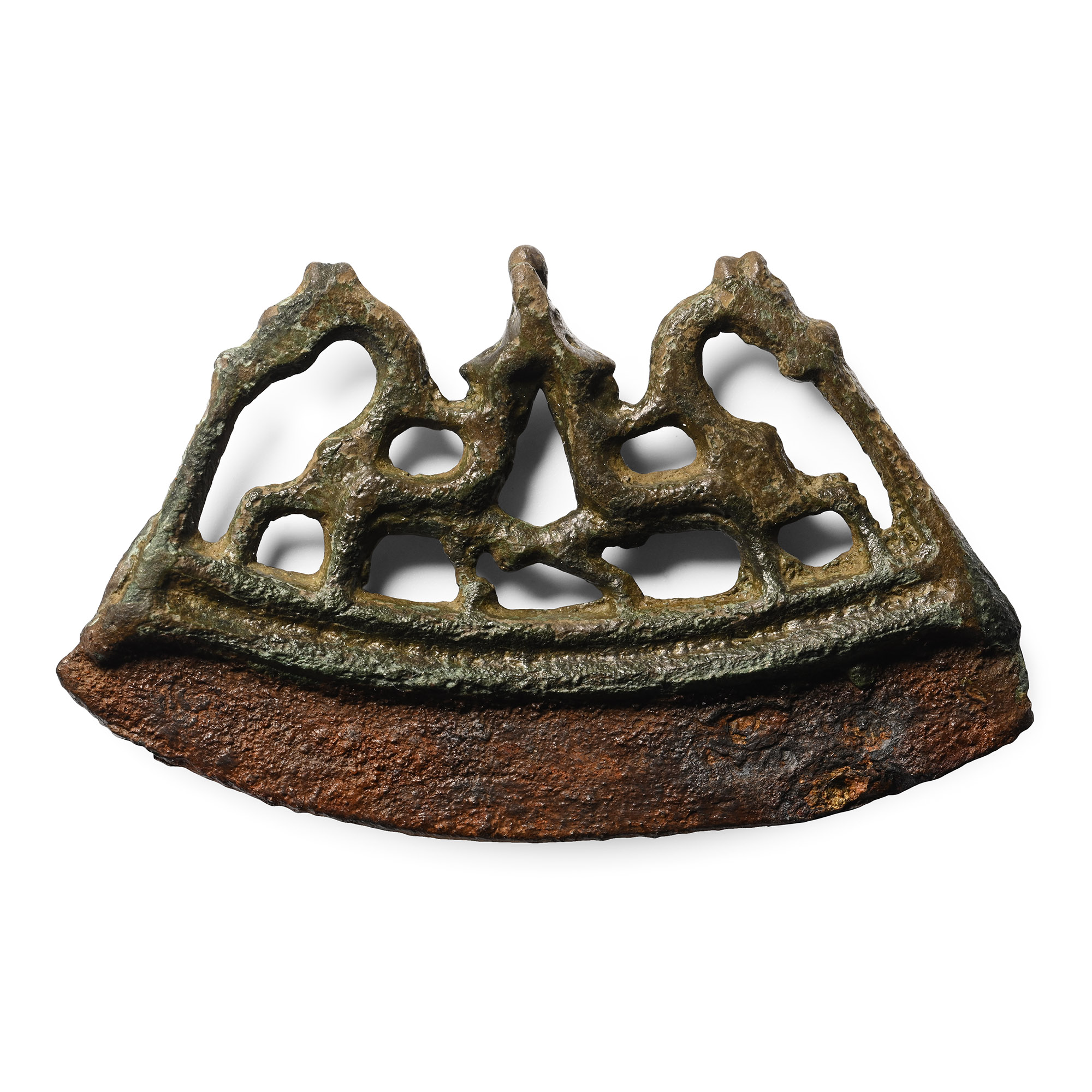 Scandinavian Viking Iron Fire Steel with Bronze Handle with Horses and Riders