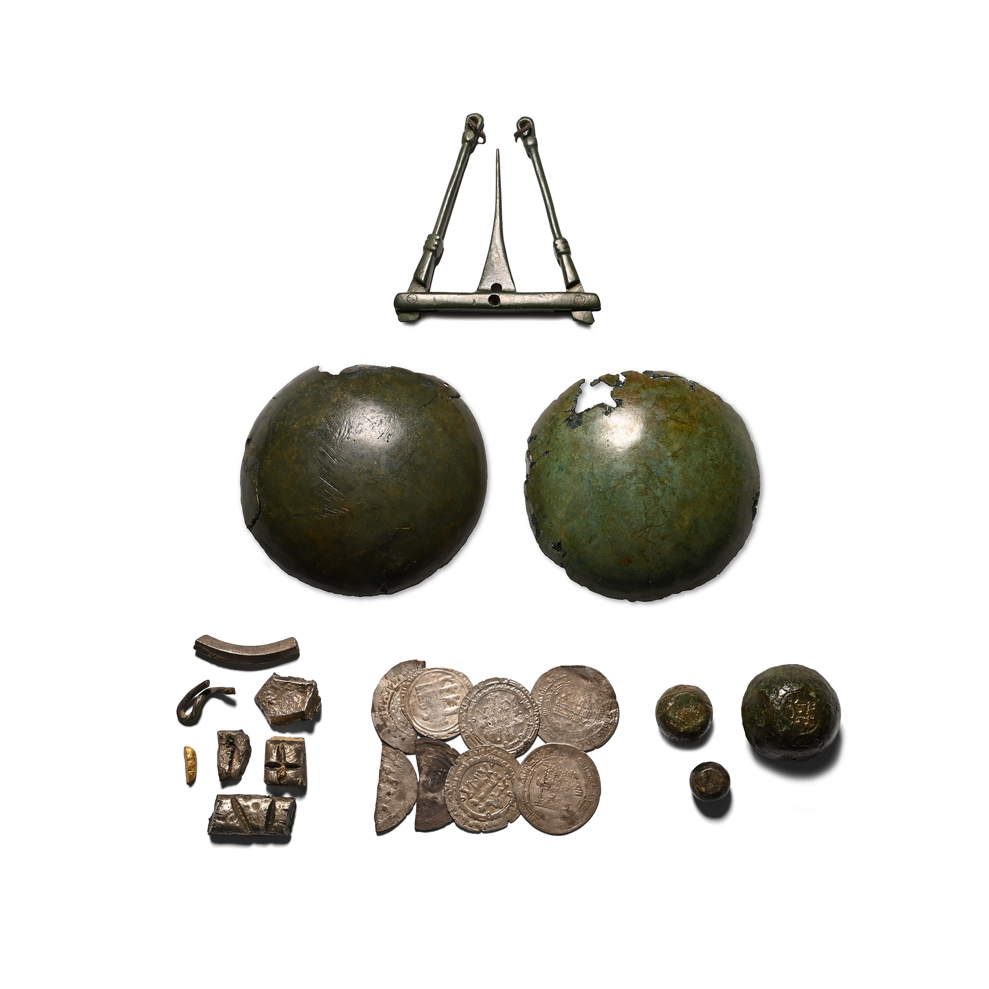 Scandinavian Viking 'Hoard' of Hacked Gold and Silver with Weights, Scales and Pans