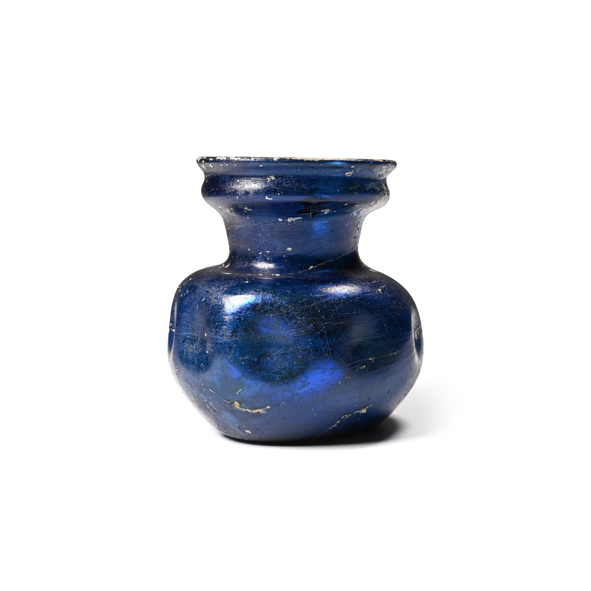 Roman Brilliant Blue Dimpled Glass Jar