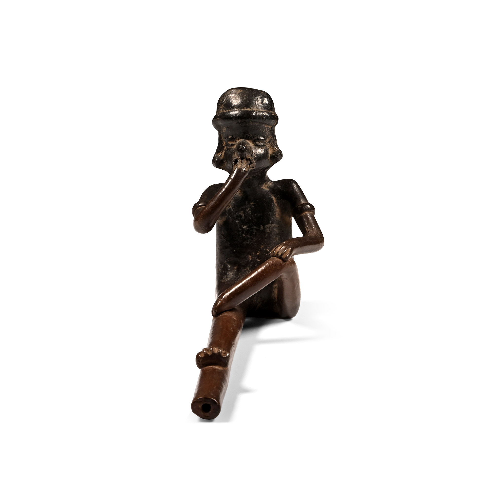 Pre Columbian Colima Style Black Ware Smoking Pipe