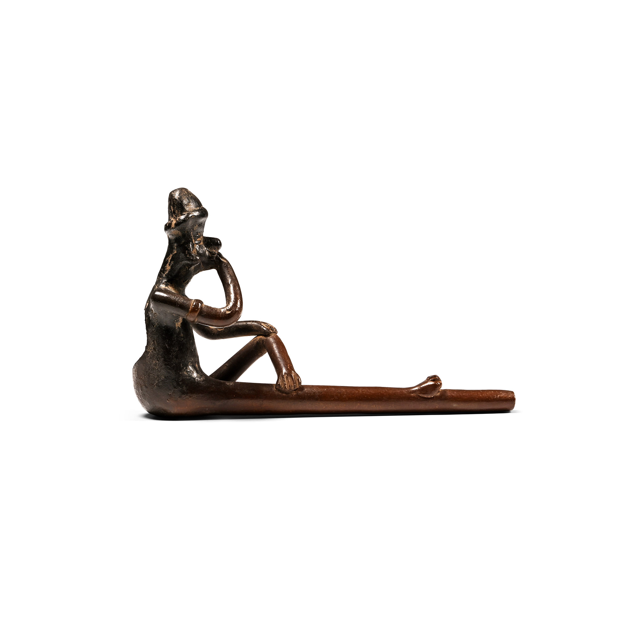 Pre Columbian Colima Style Black Ware Smoking Pipe