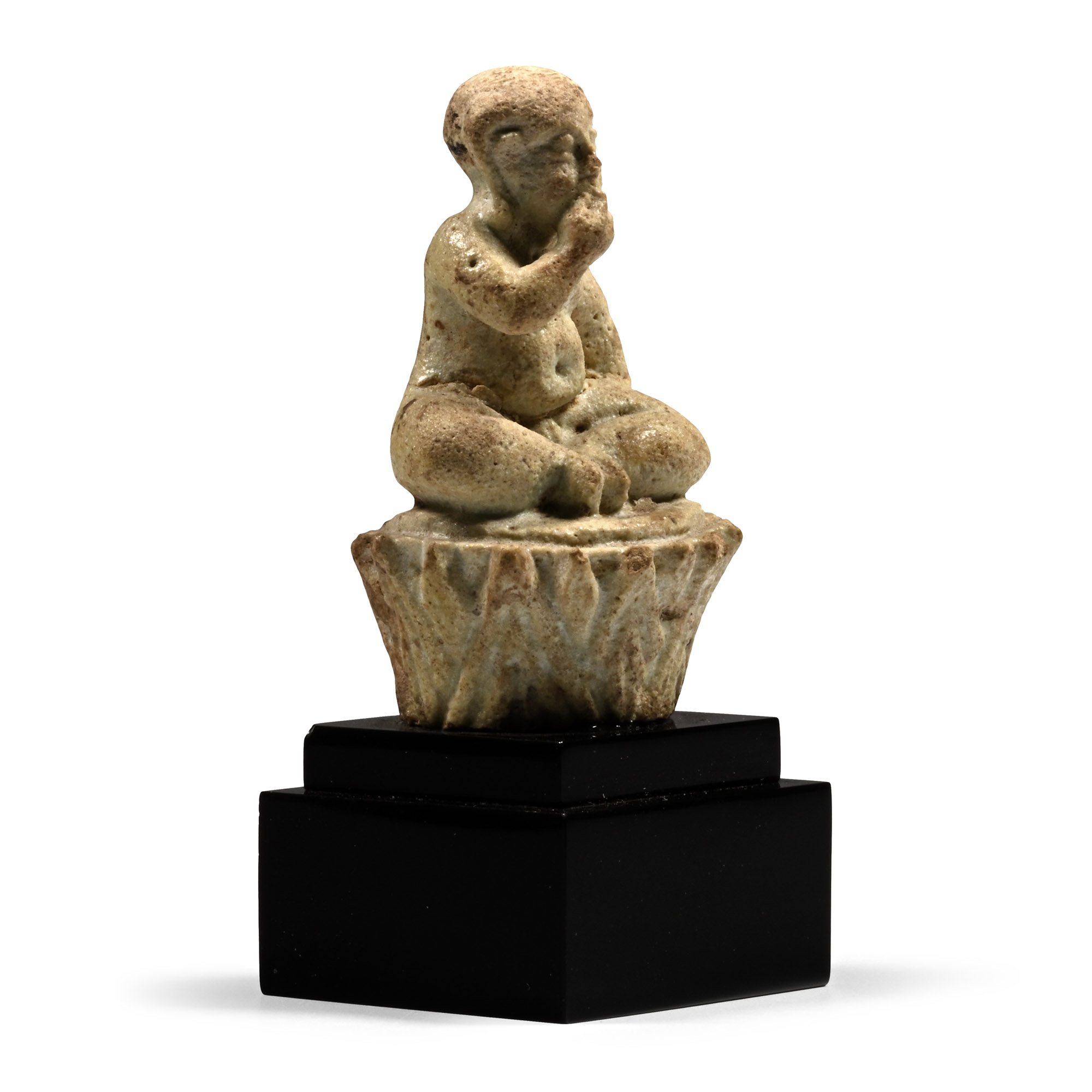 Egyptian Green Glazed Faience Figure of Harpocrates
