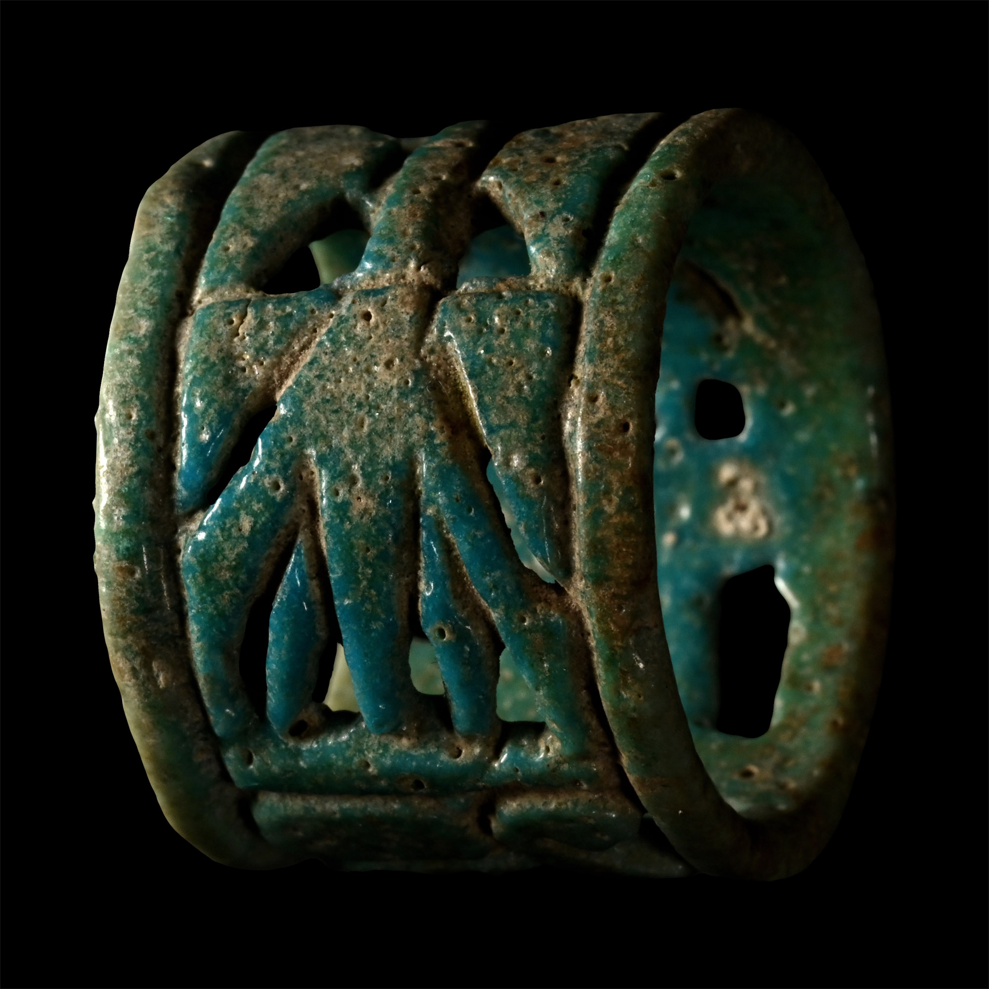 Egyptian Green Glazed Faience Openwork Ring