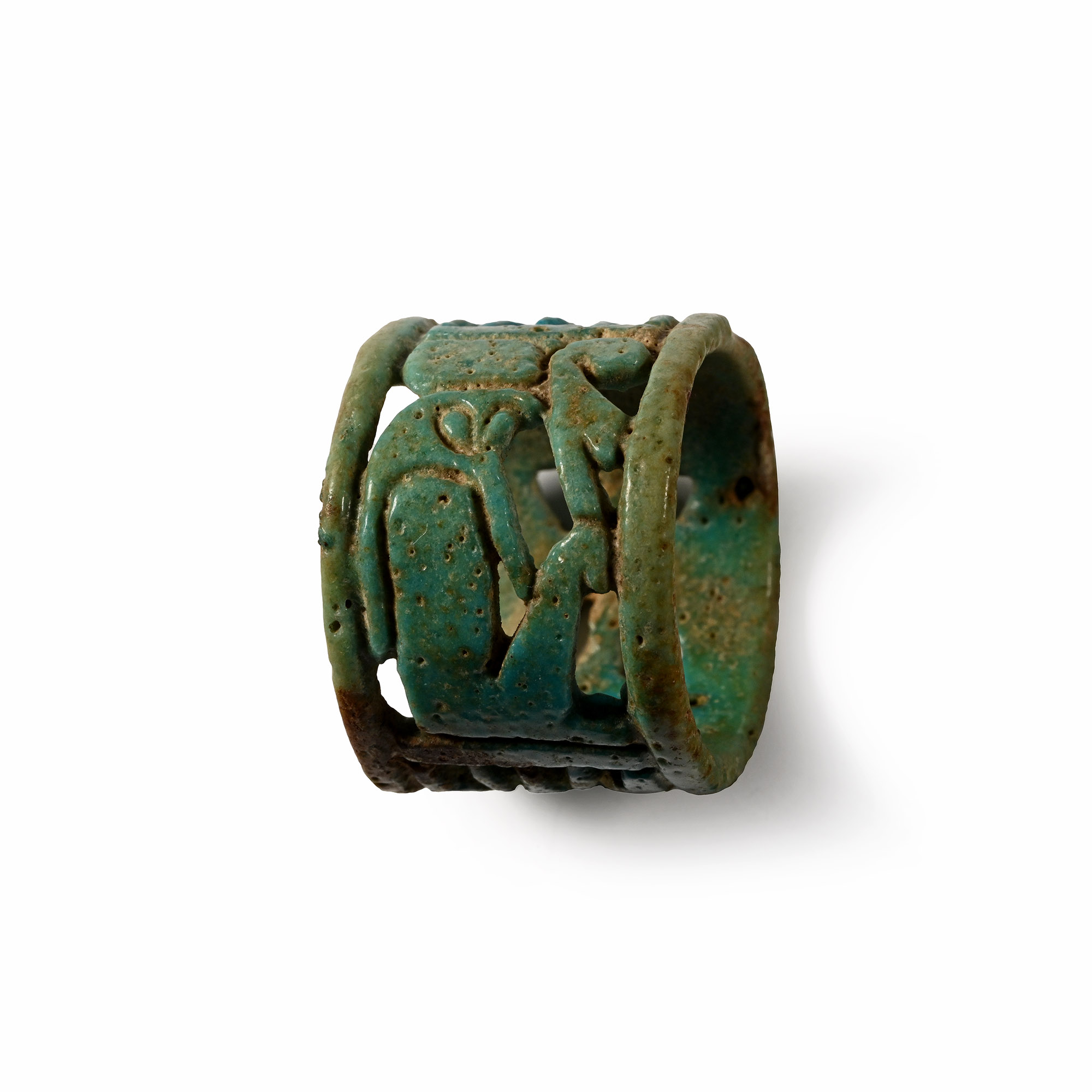 Egyptian Green Glazed Faience Openwork Ring