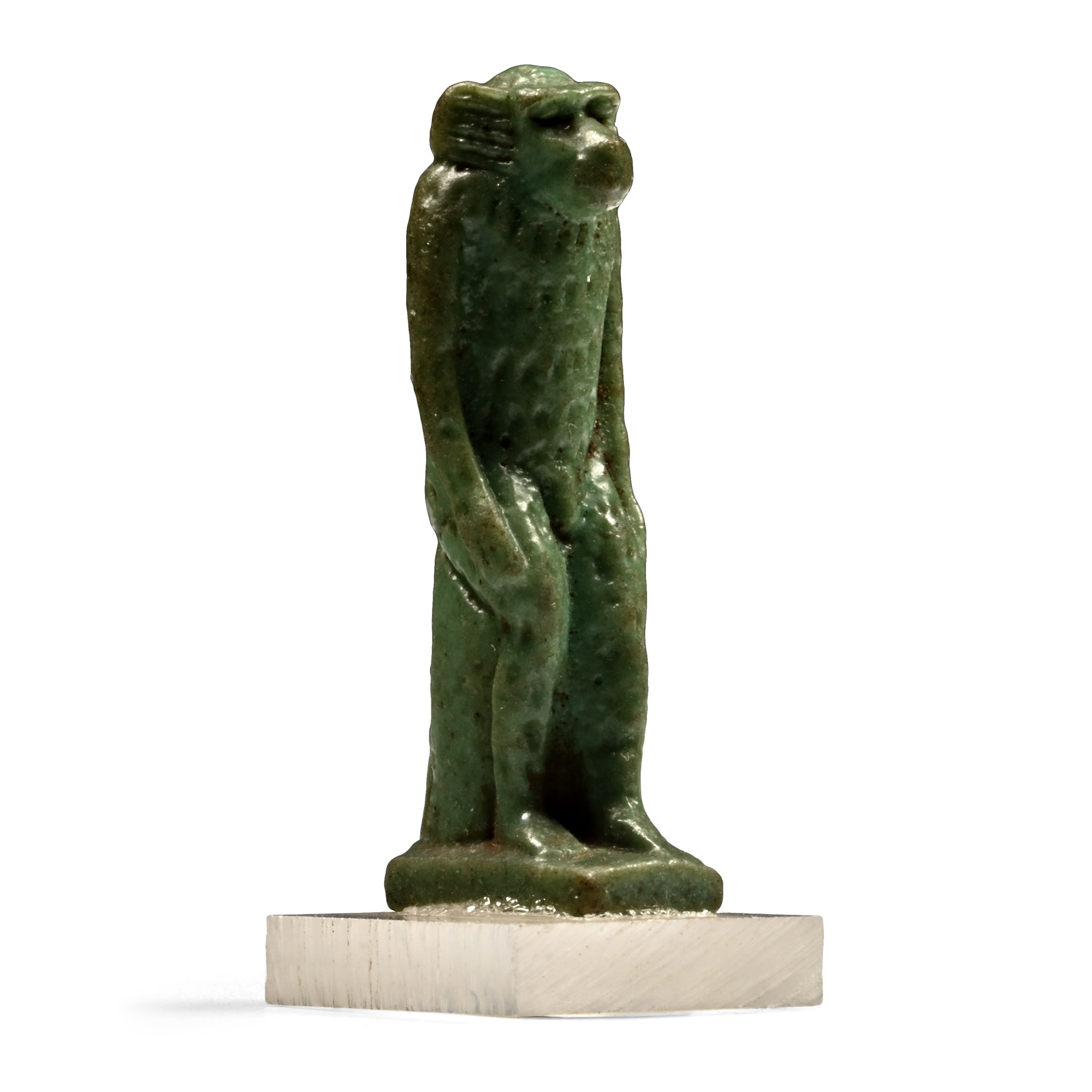 Egyptian Green Glazed Faience Amulet of a Monkey
