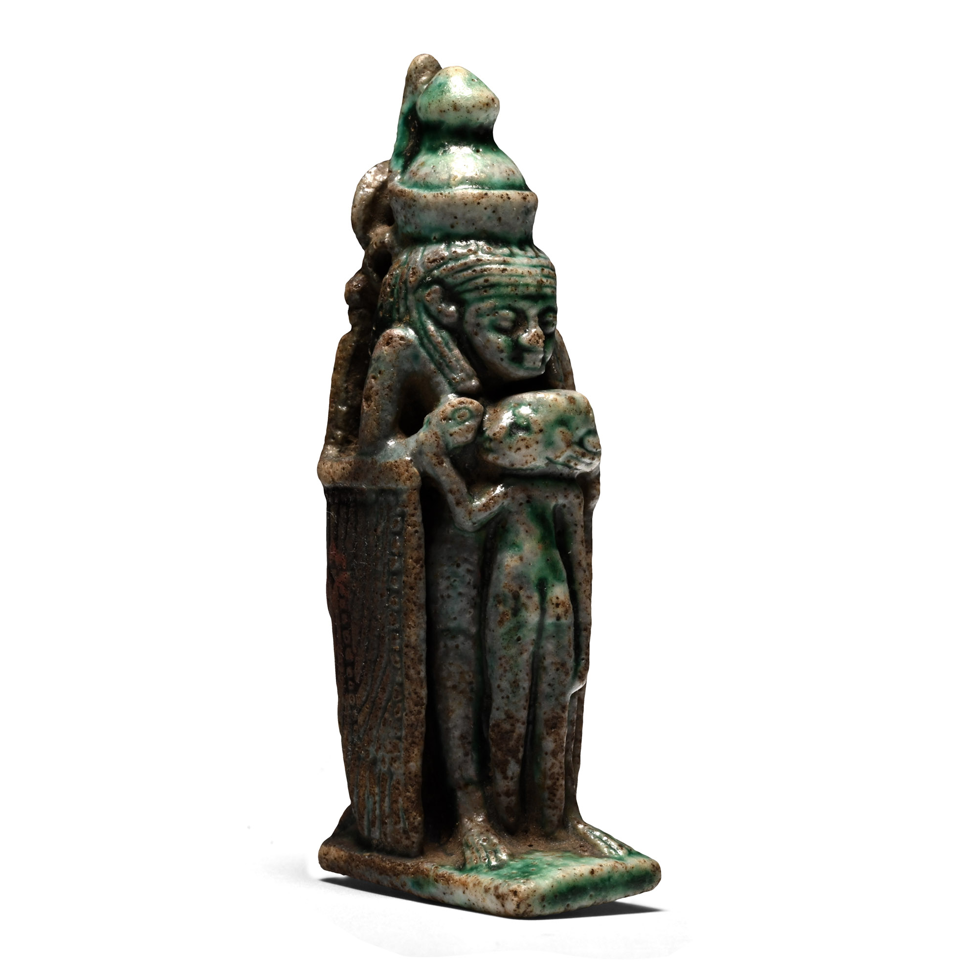 Egyptian Green Glazed Steatite Syncretic Amulet of Mut
