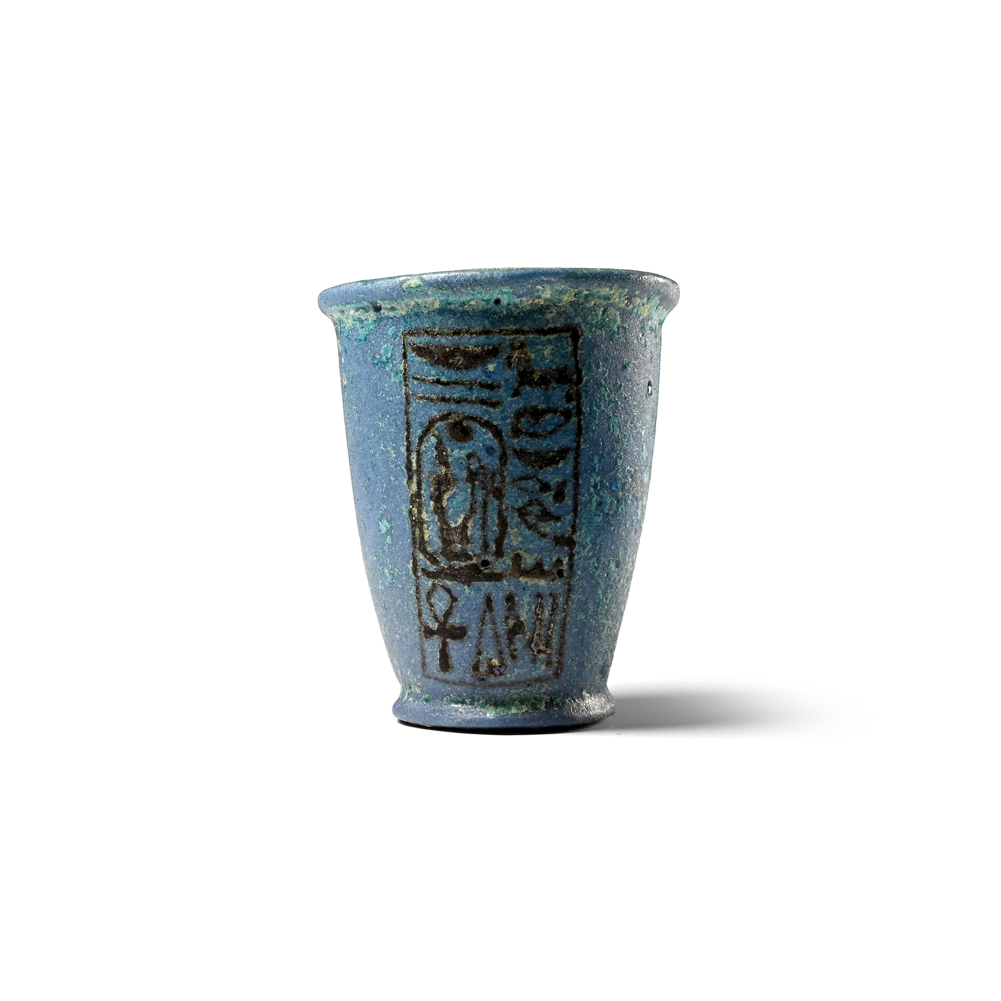 Egyptian Cobalt Blue Glazed Faience Libation Cup of Ramesses II