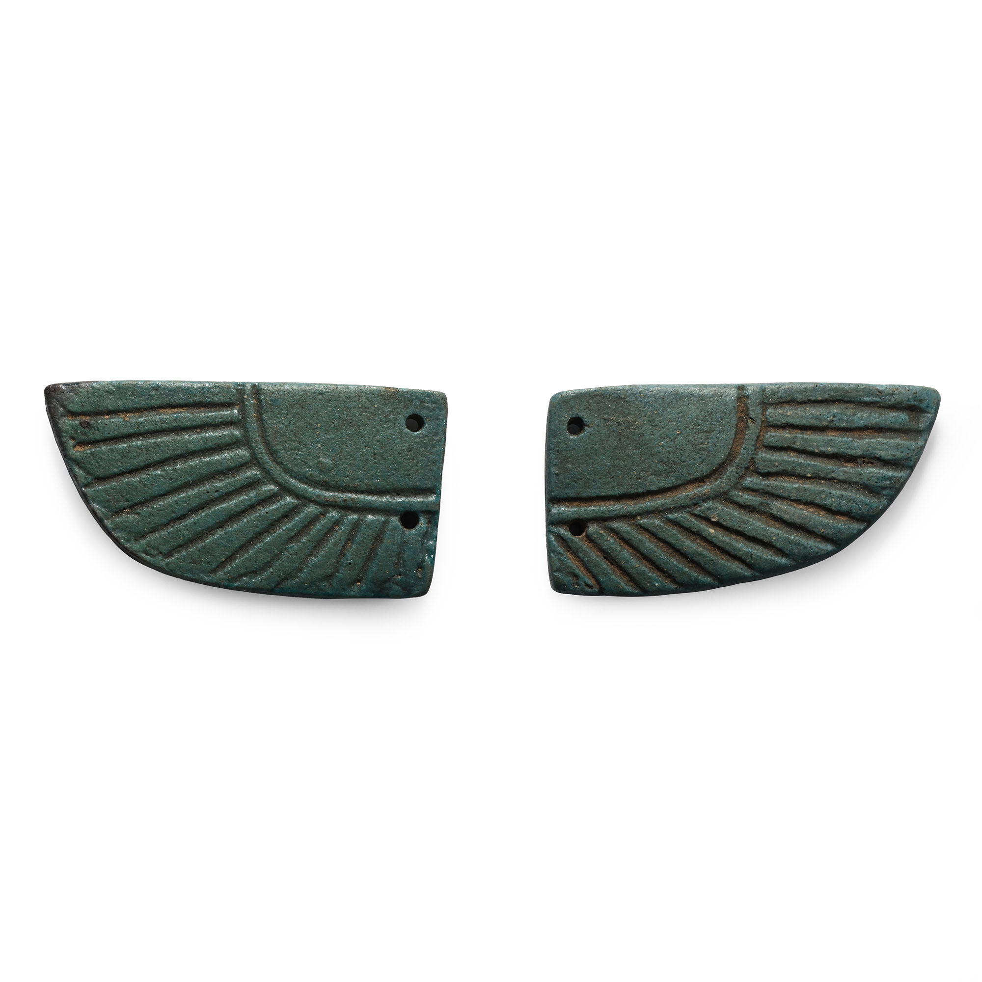 Egyptian Faience Scarab Wing Pair