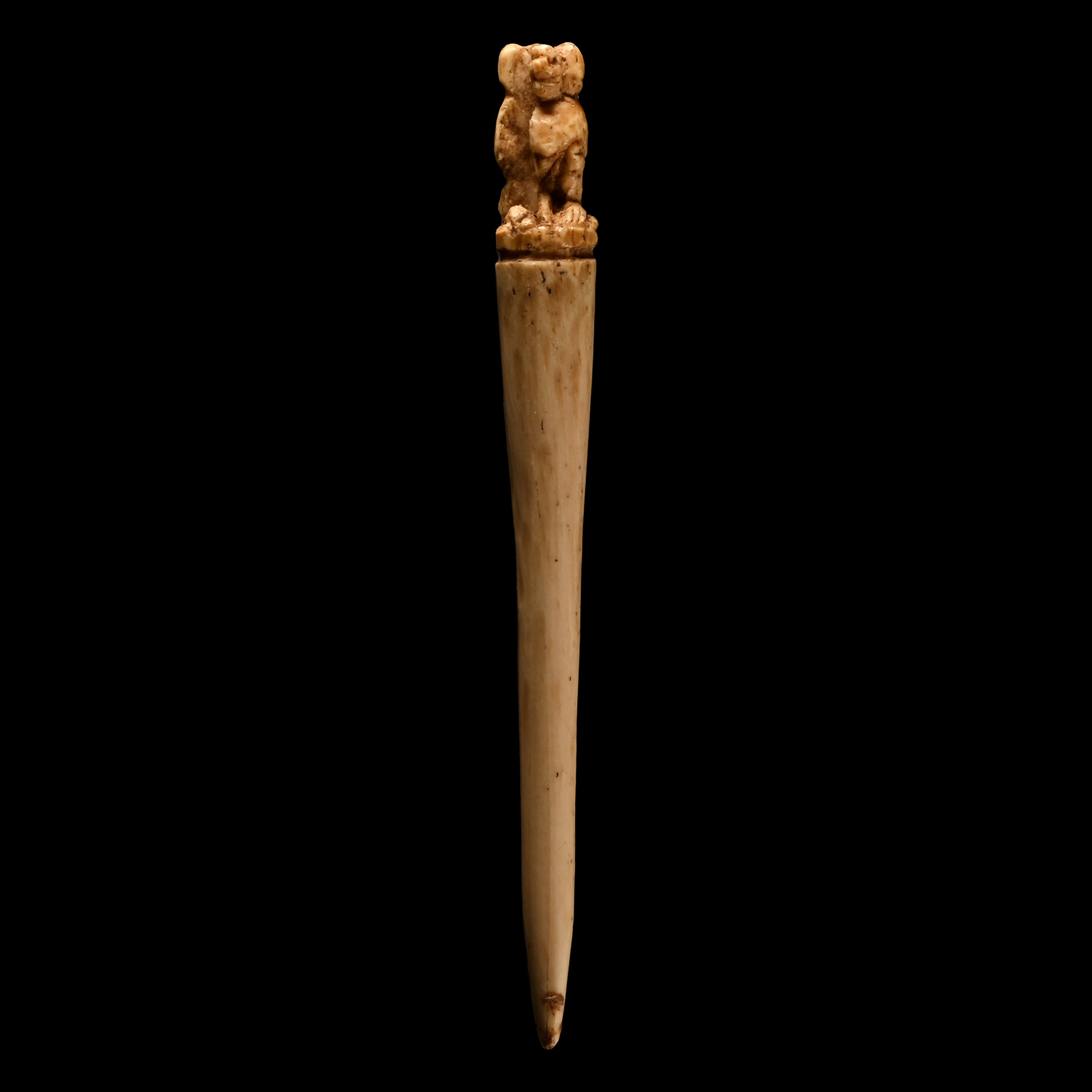 Egyptian Bone Hairpin with Thoth as a Baboon
