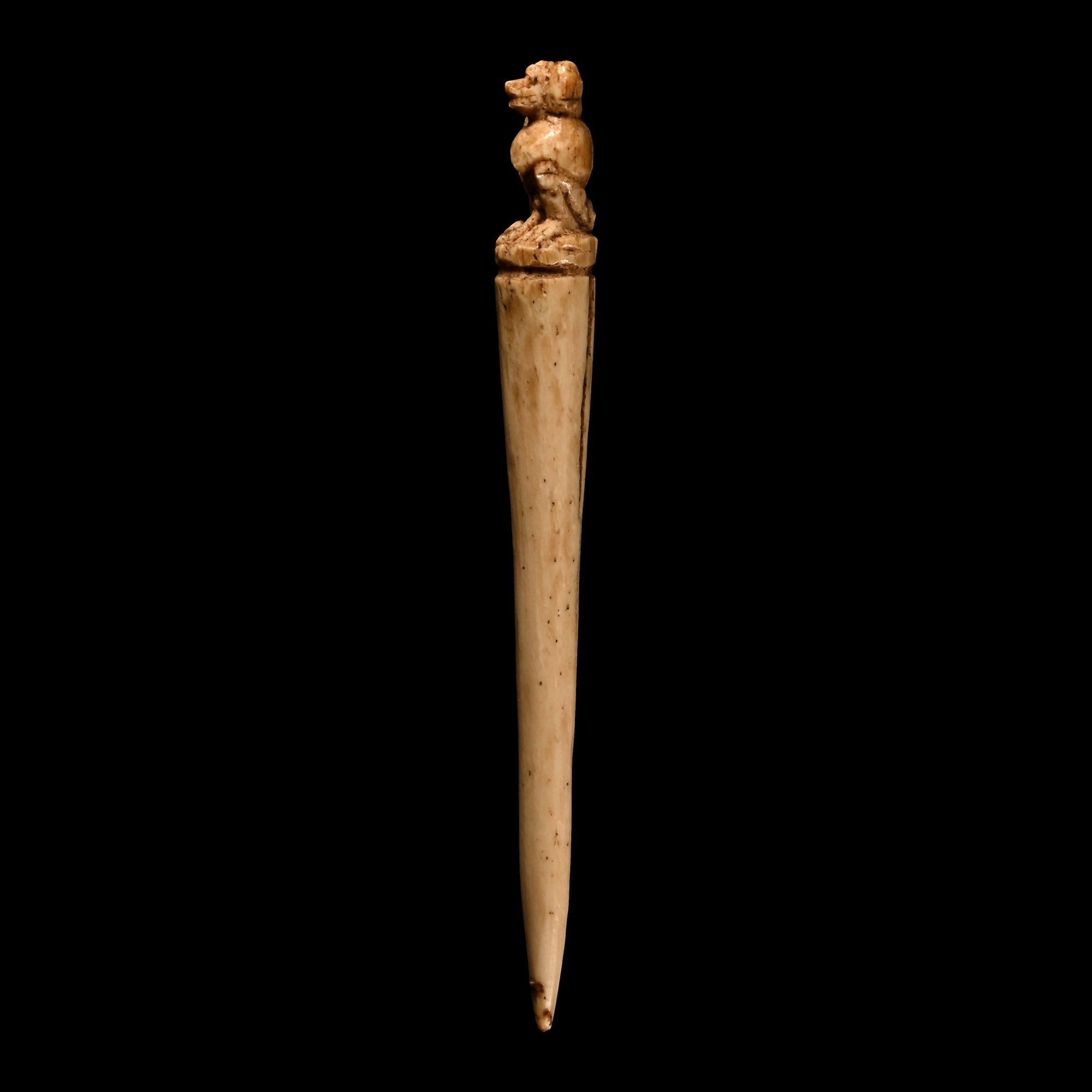 Egyptian Bone Hairpin with Thoth as a Baboon