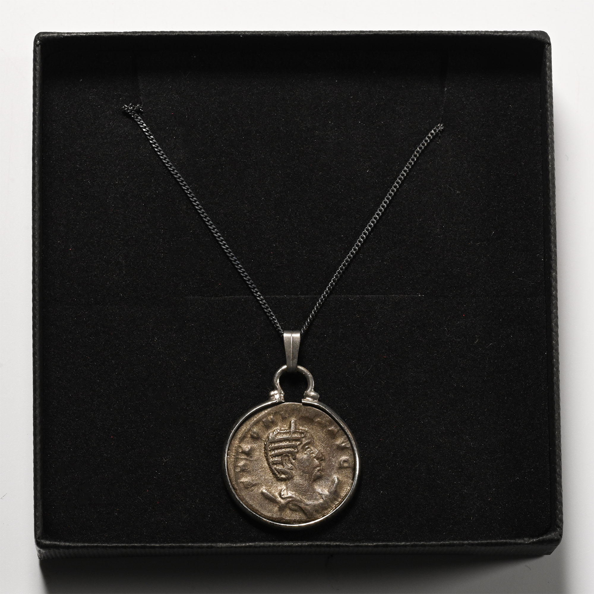 Roman Empress Salonina Silver Coin in Pendant Necklace