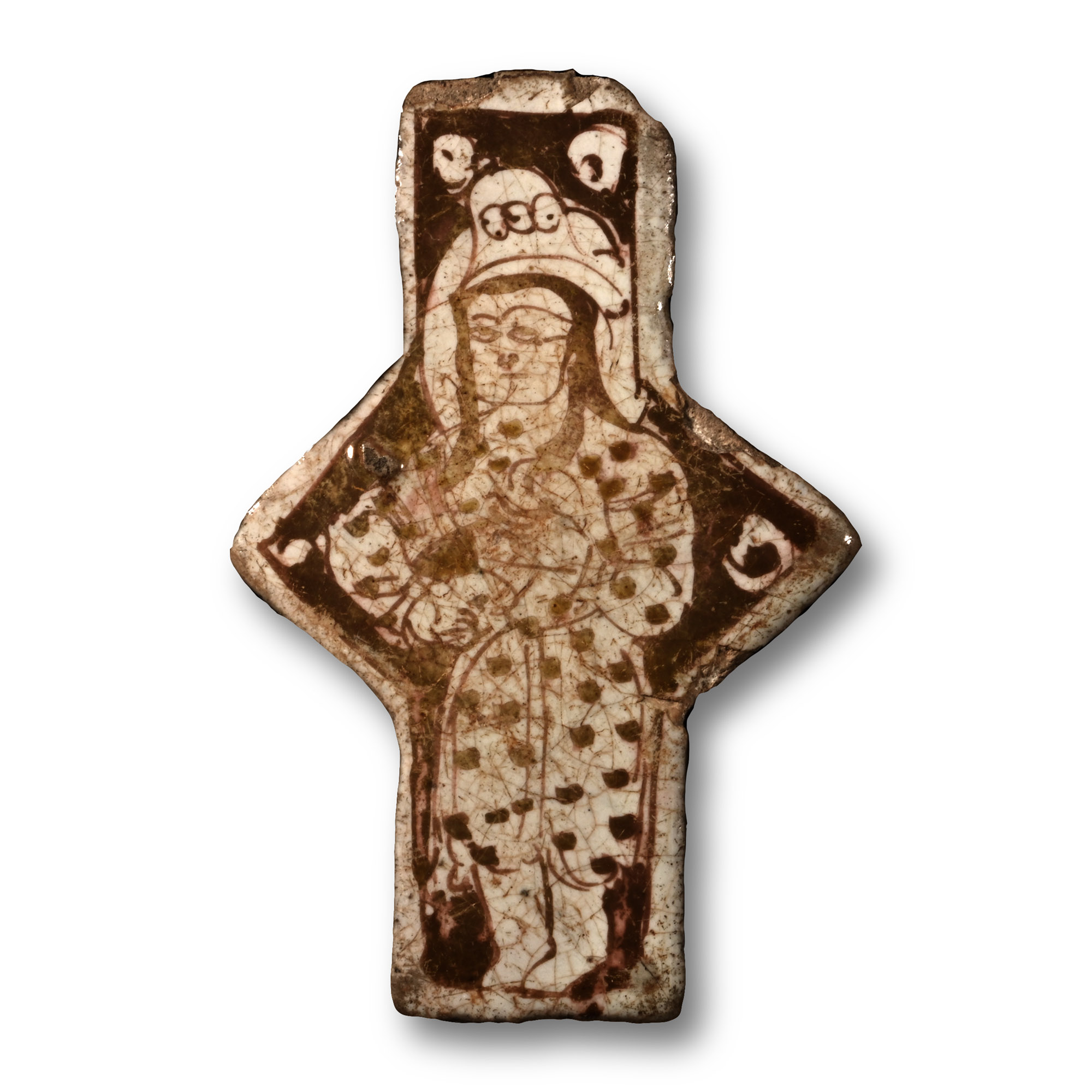 Kashan Lustre Pottery Tile with Standing Male Figure