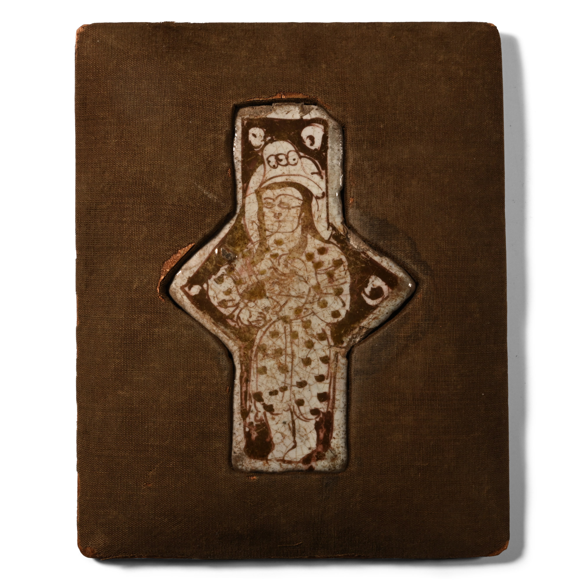 Kashan Lustre Pottery Tile with Standing Male Figure