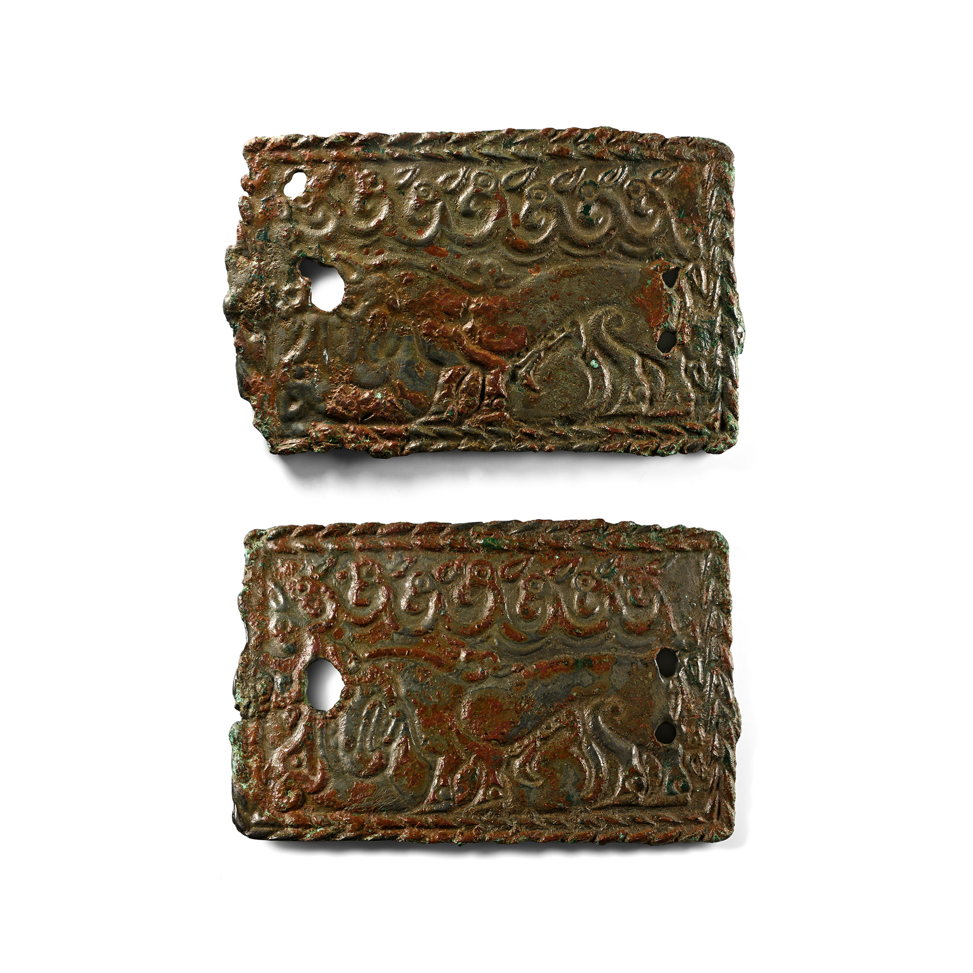 Ordos Bronze Belt Buckle Pair with Predators