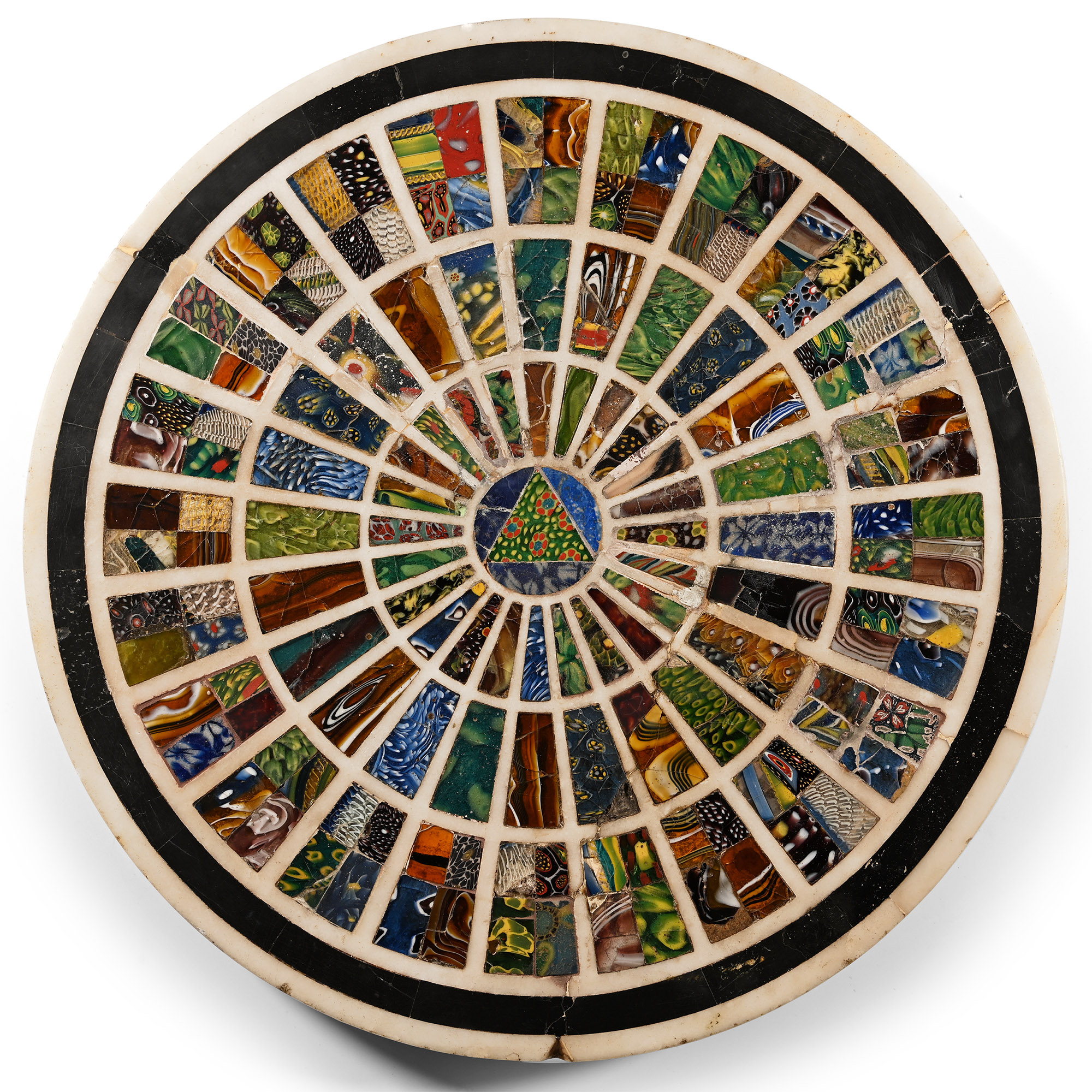 Roman Polychrome Mosaic Glass Set into a Marble Table Top
