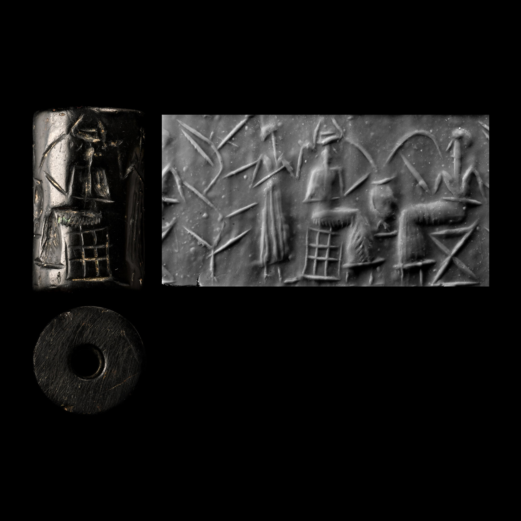 Old Akkadian Cylinder Seal with Drinking Scene