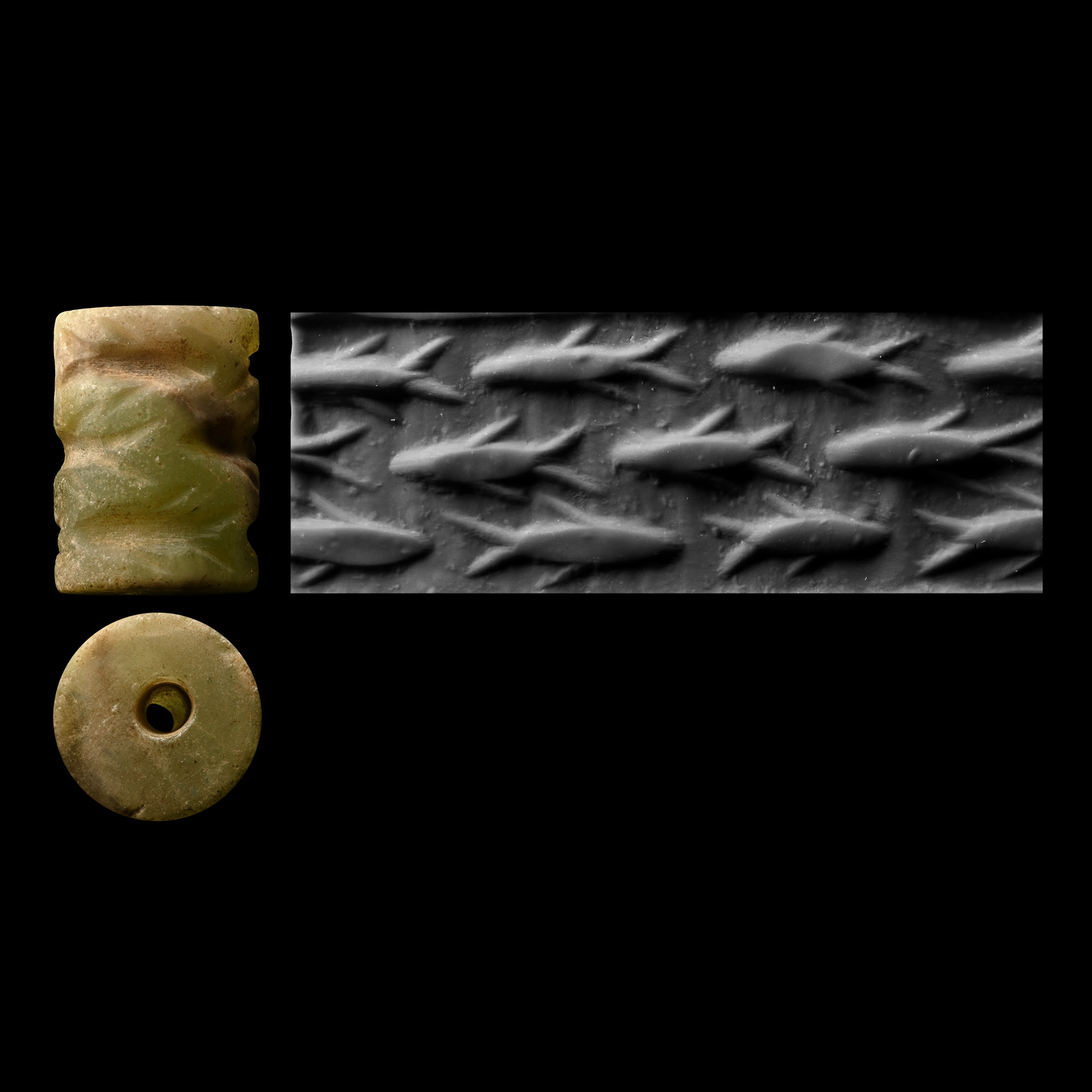 Jemdet Nasr Type Green Stone Cylinder Seal