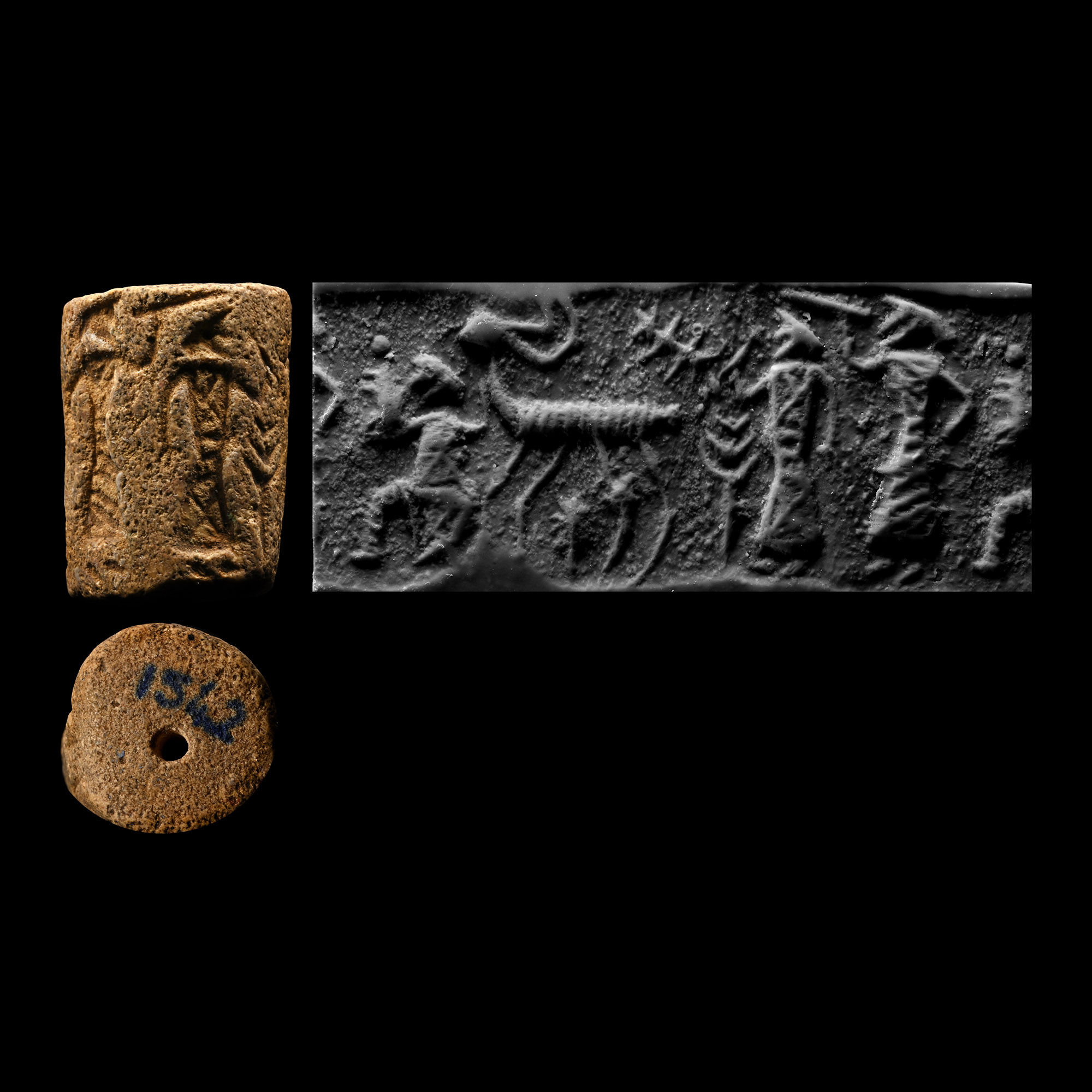 Anatolian Yellow Stone Cylinder Seal with Horned Quadruped