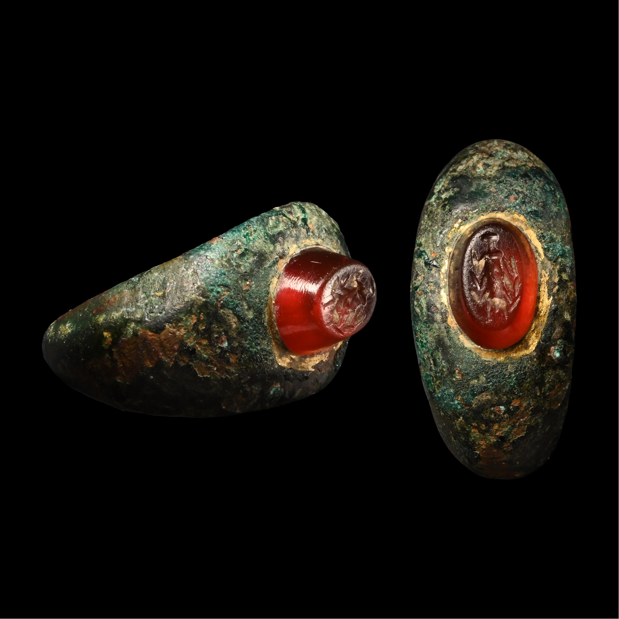 Roman Bronze Ring with Insect Intaglio