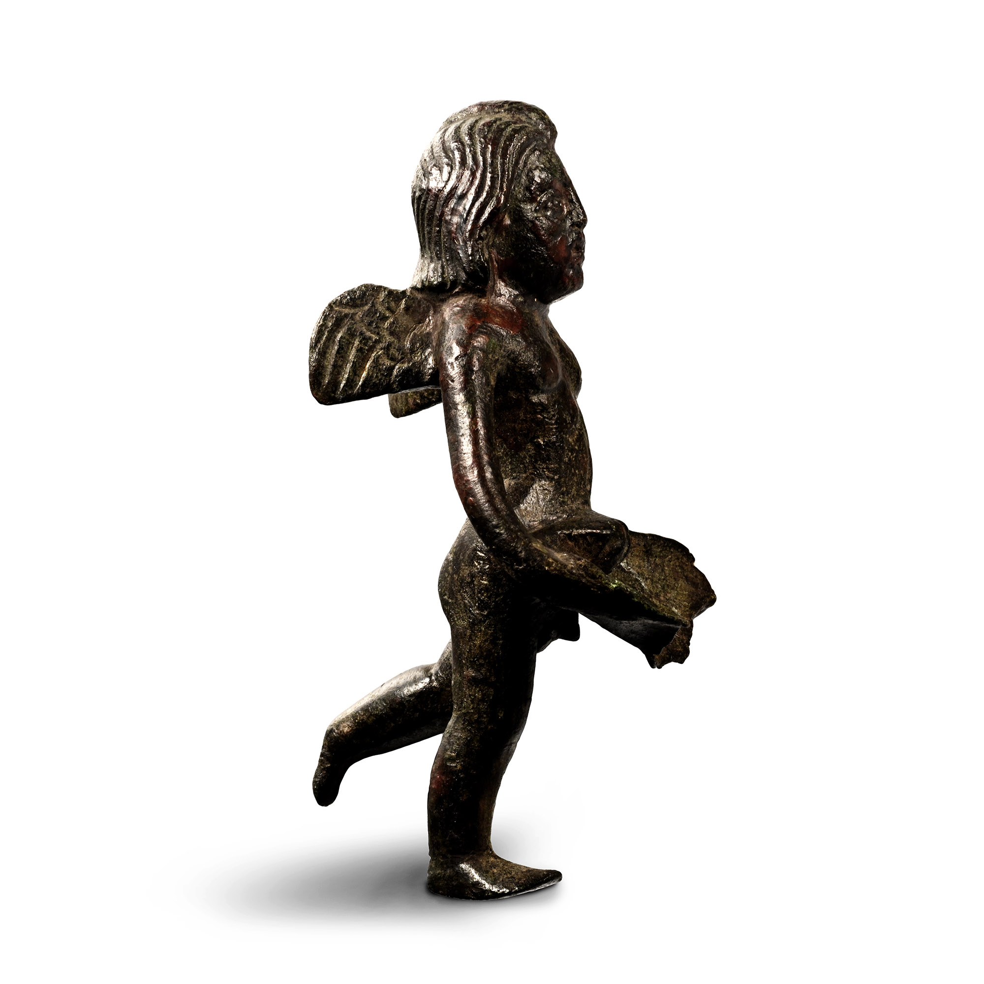 Roman Bronze Cupid with Offering Plate Statuette