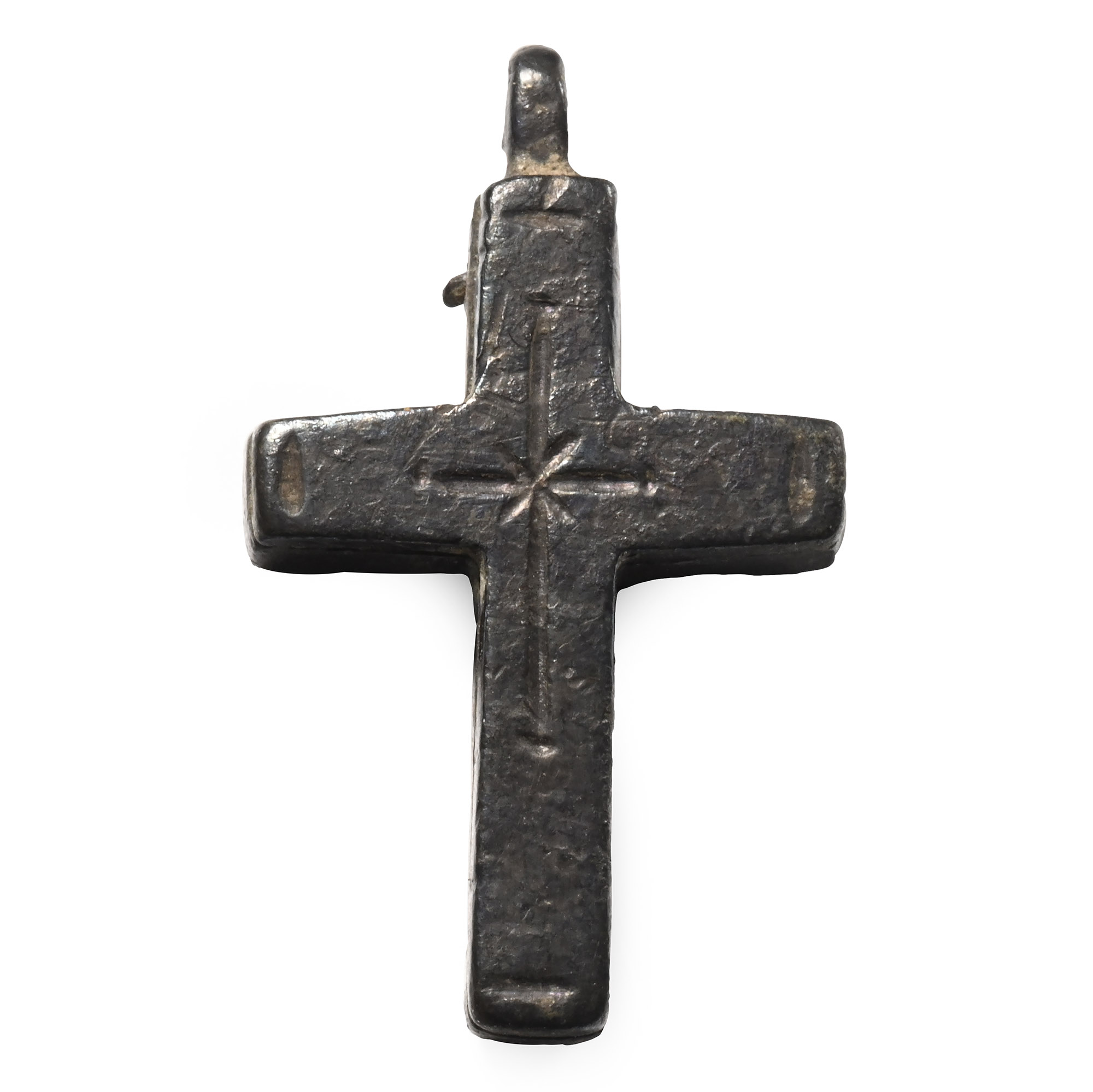Byzantine Silver Reliquary Cross Pendant