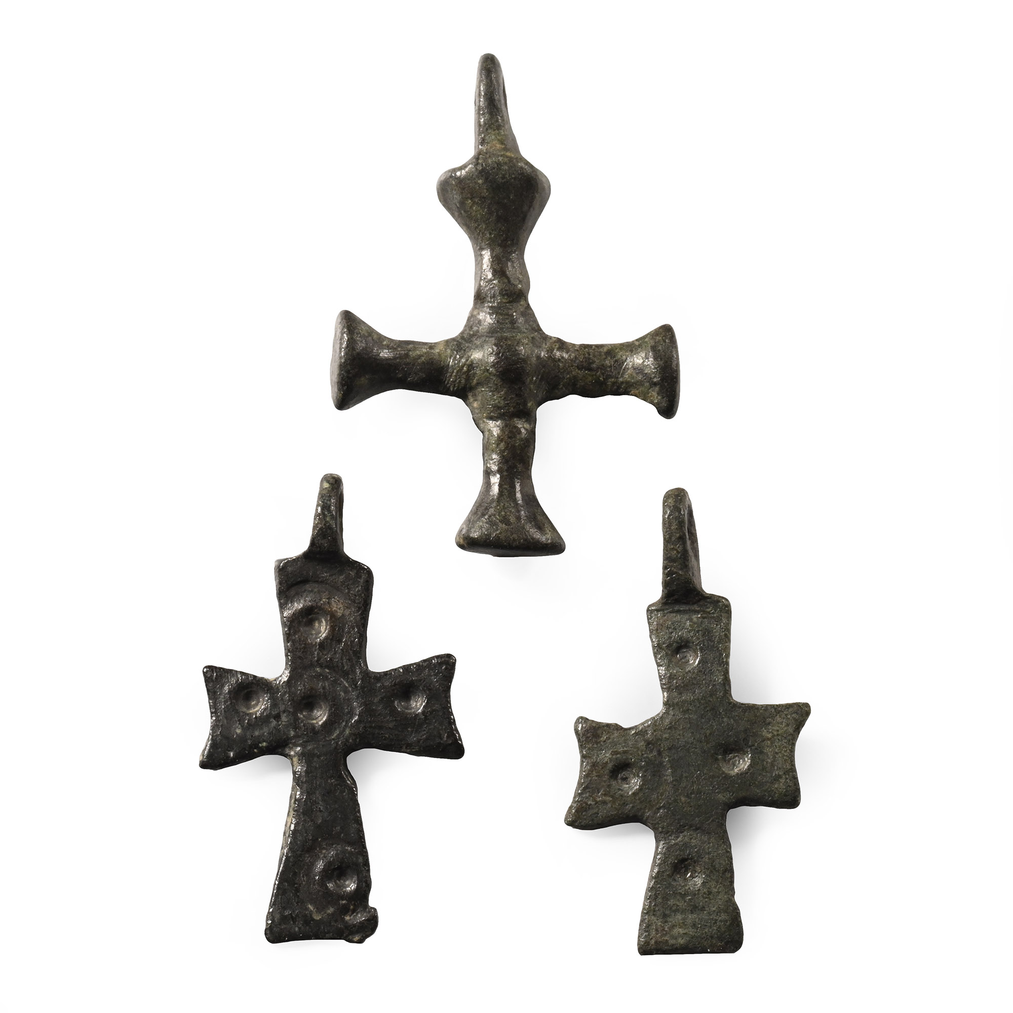 Byzantine Bronze Cross Pendant Group