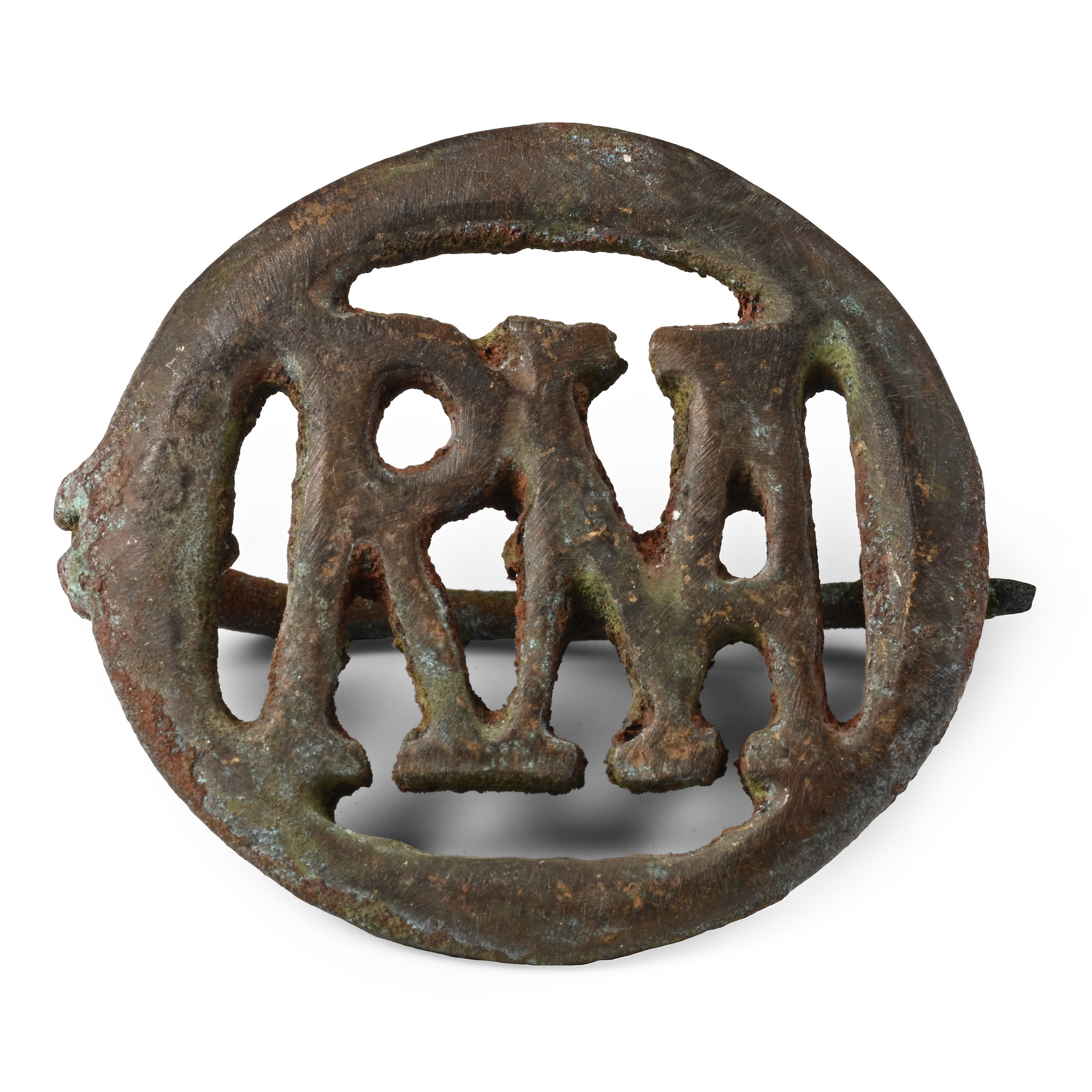 Roman Bronze ROMA Openwork Brooch