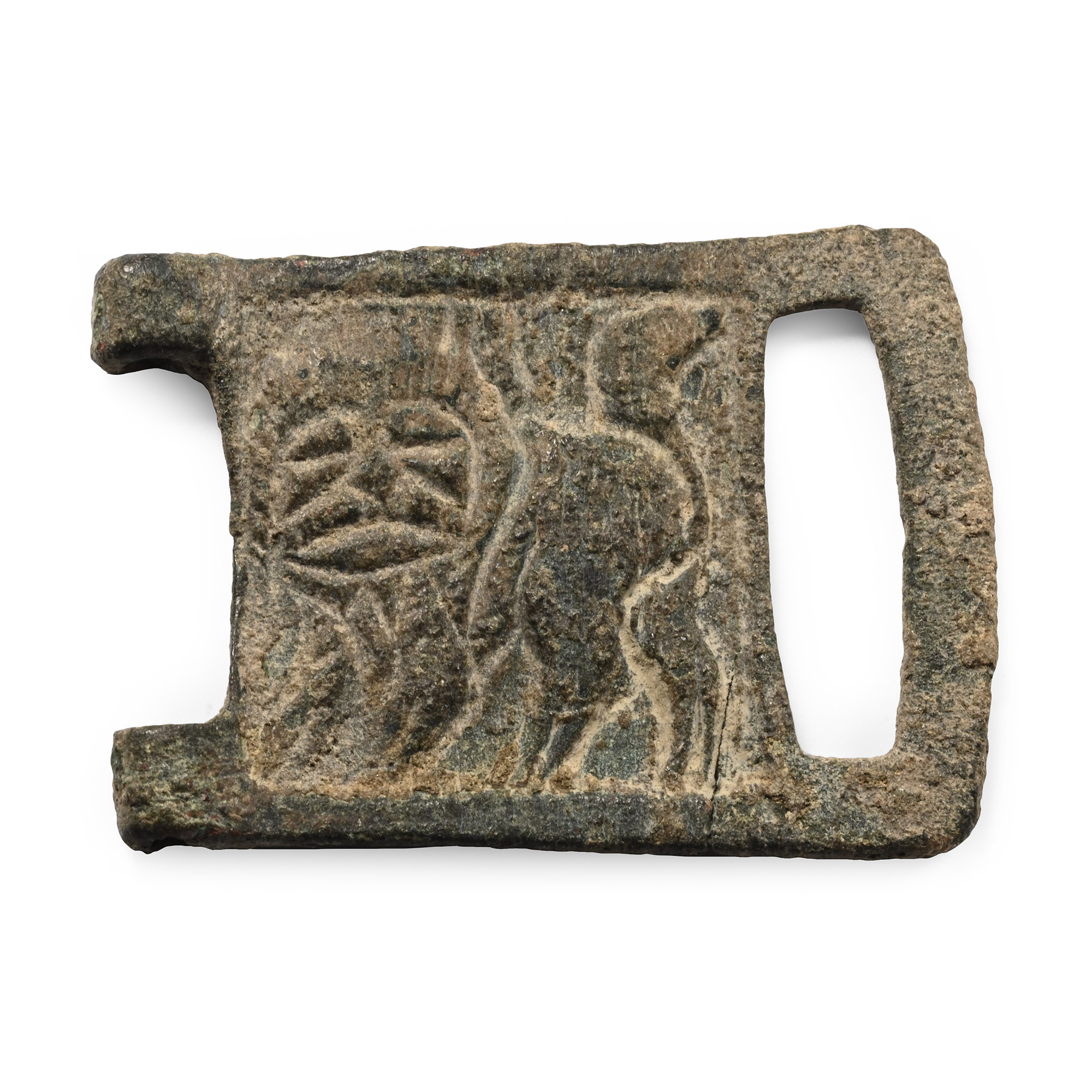 Medieval Bronze Belt Plate with Lion