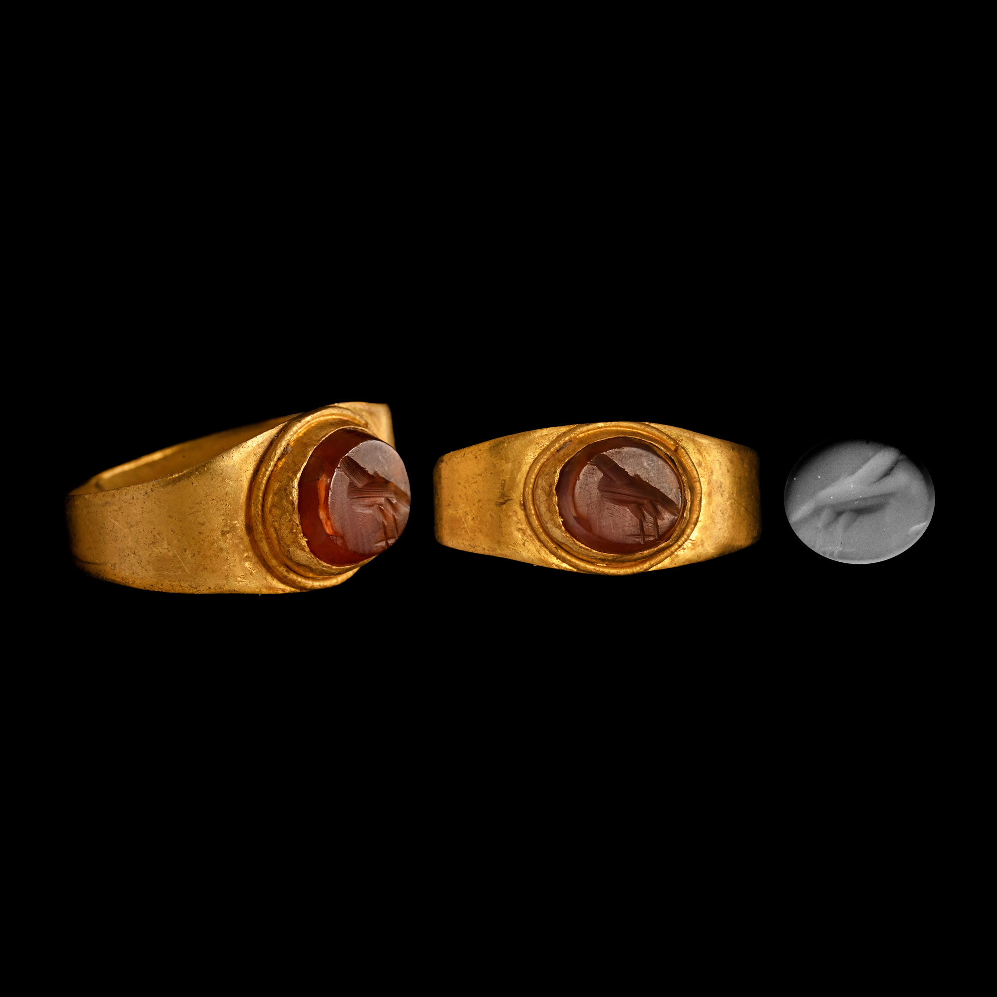 Roman Gold Ring with Eagle Gemstone