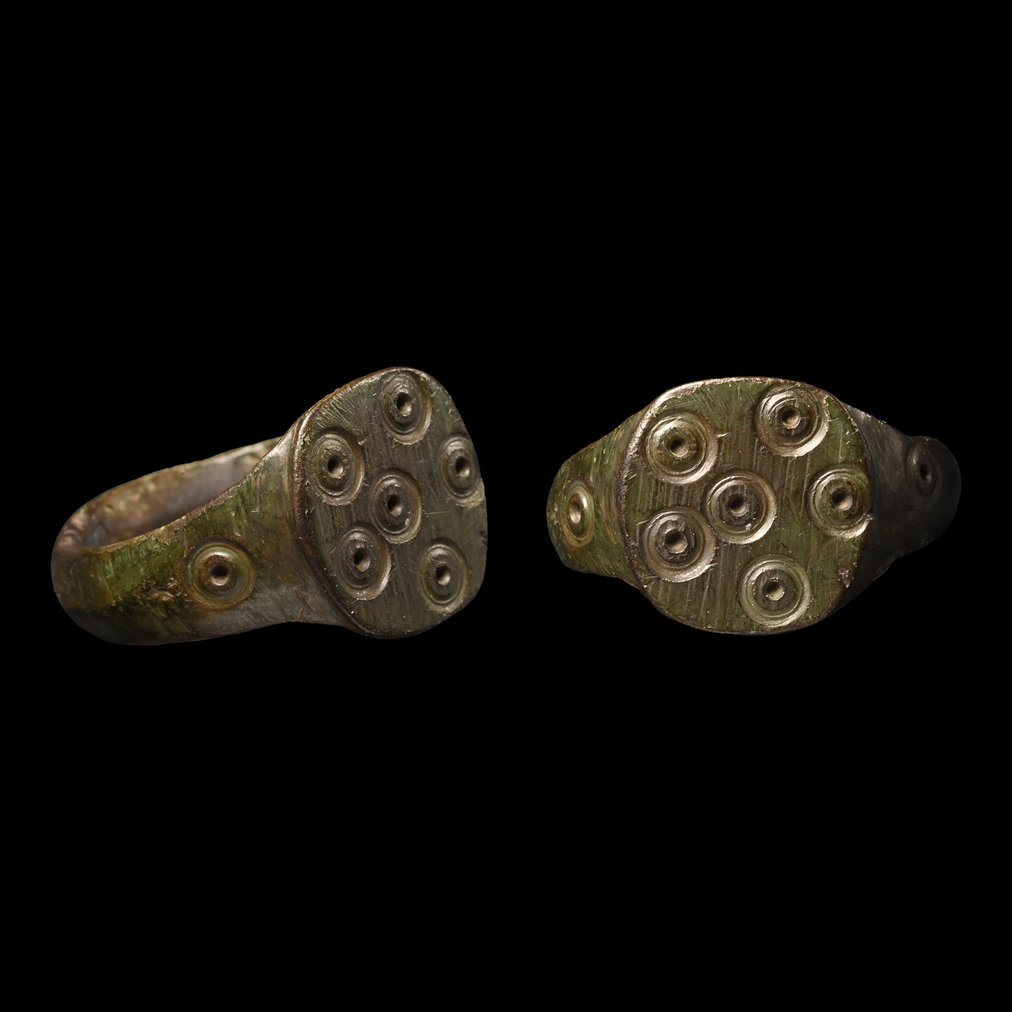 Medieval Bronze Ring with Ring-and-Dot Decoration