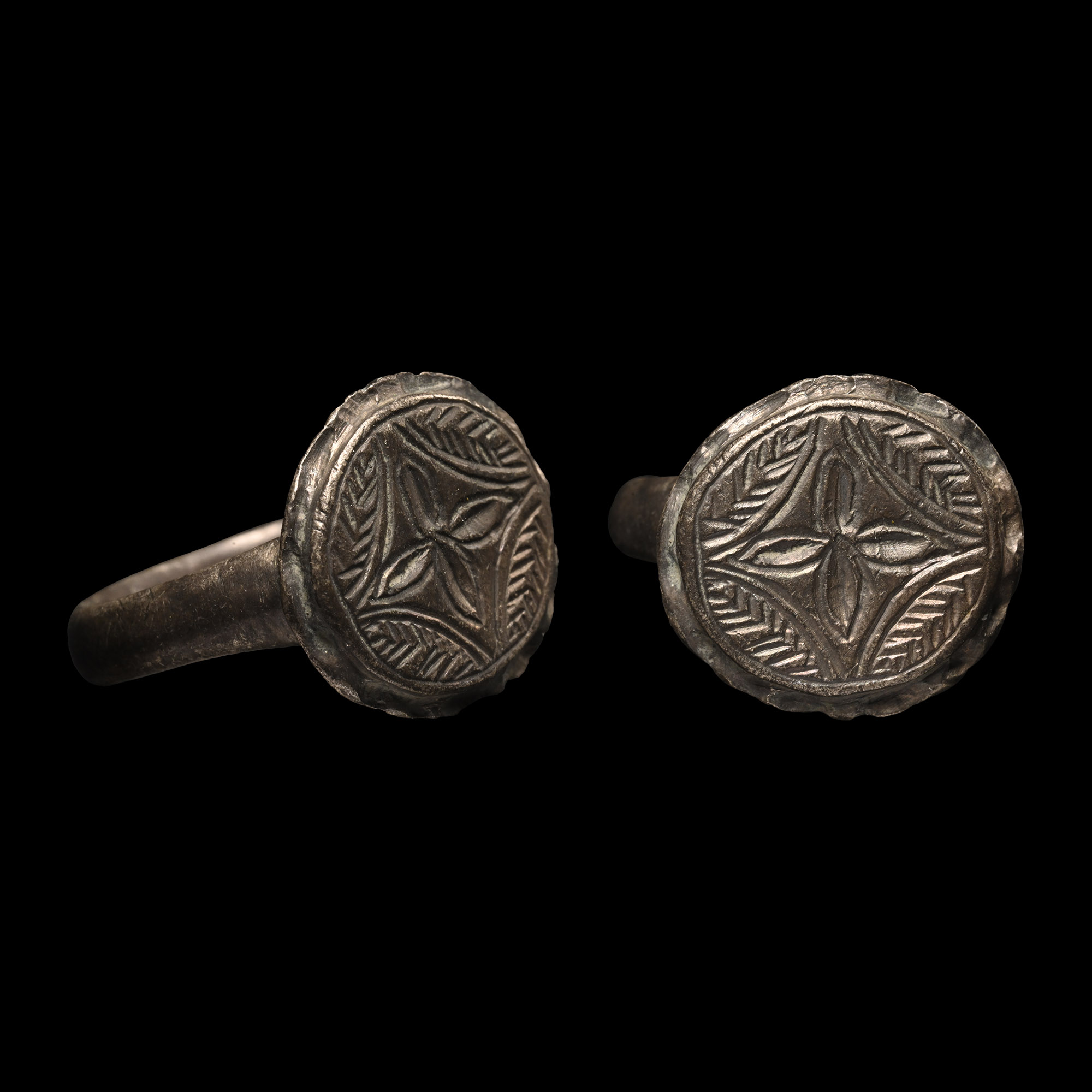 Medieval Bronze Ring with Cross in Lozenge