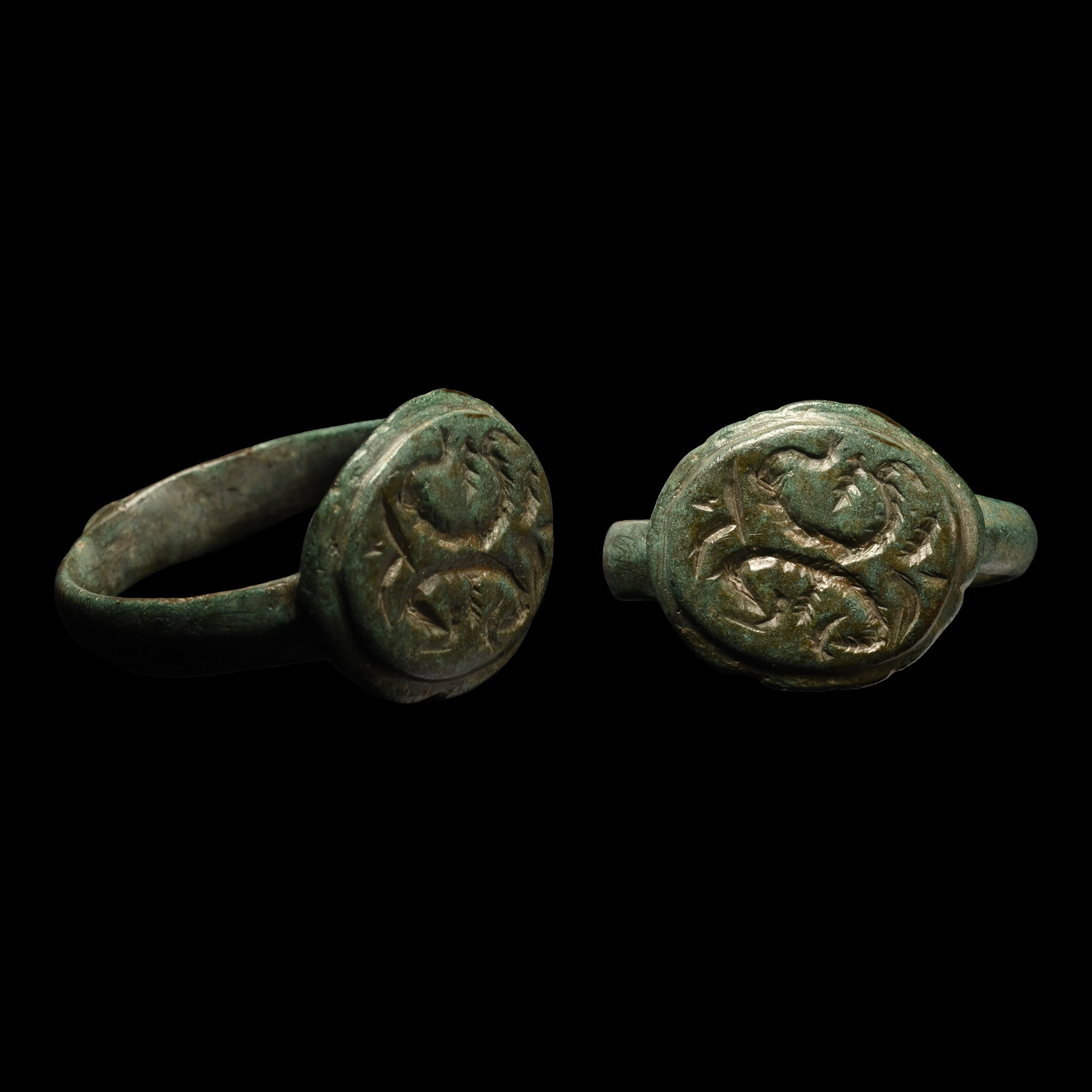 Medieval Bronze Decorated Ring