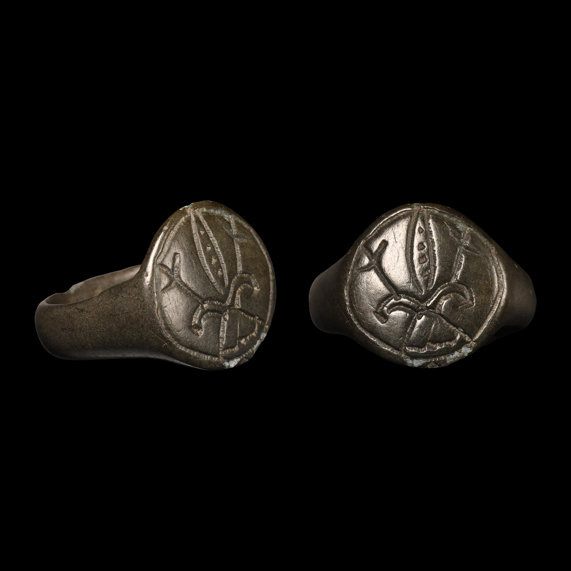 Medieval Bronze Ring with Armorial Design