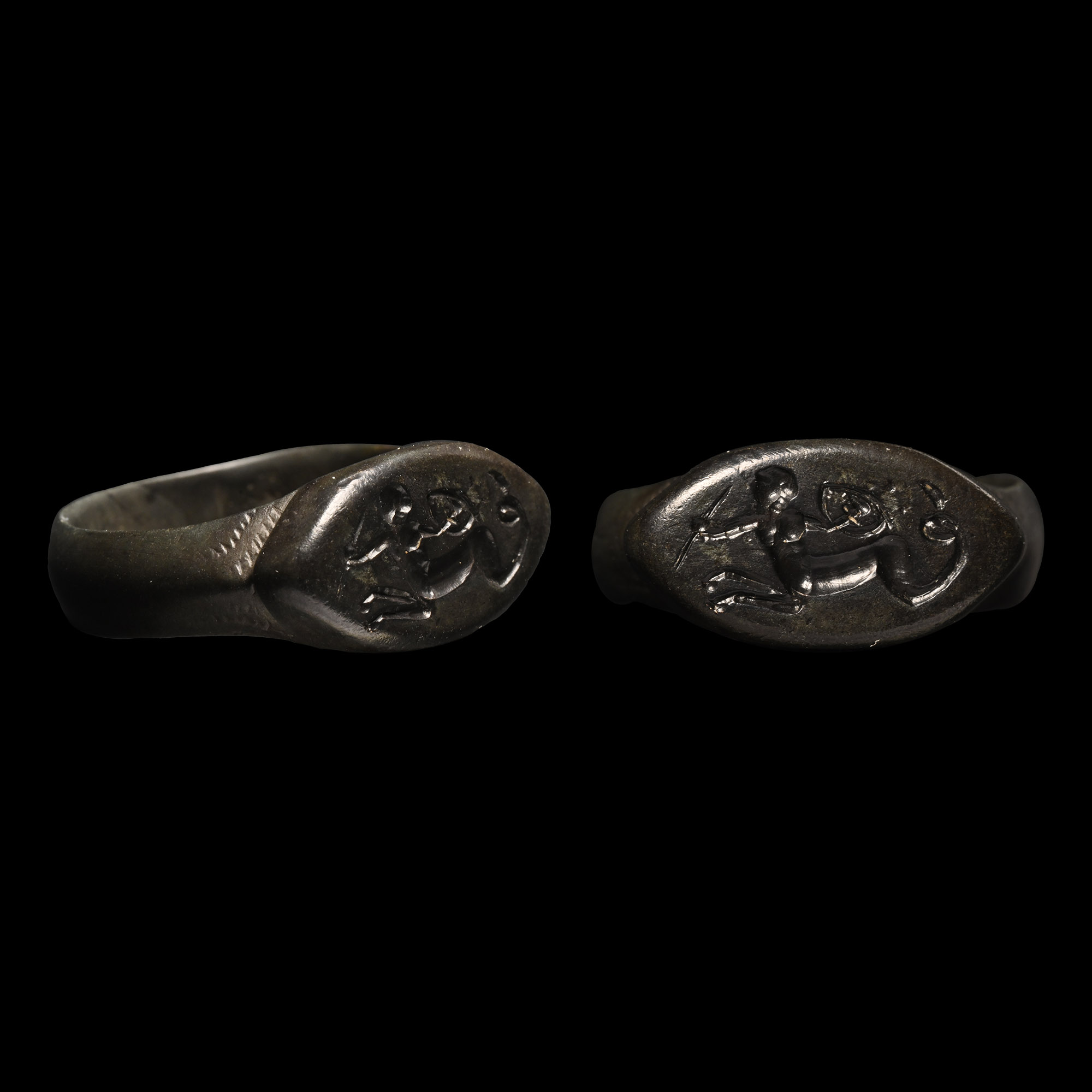 Greek Bronze Seal Ring with Hippocamp