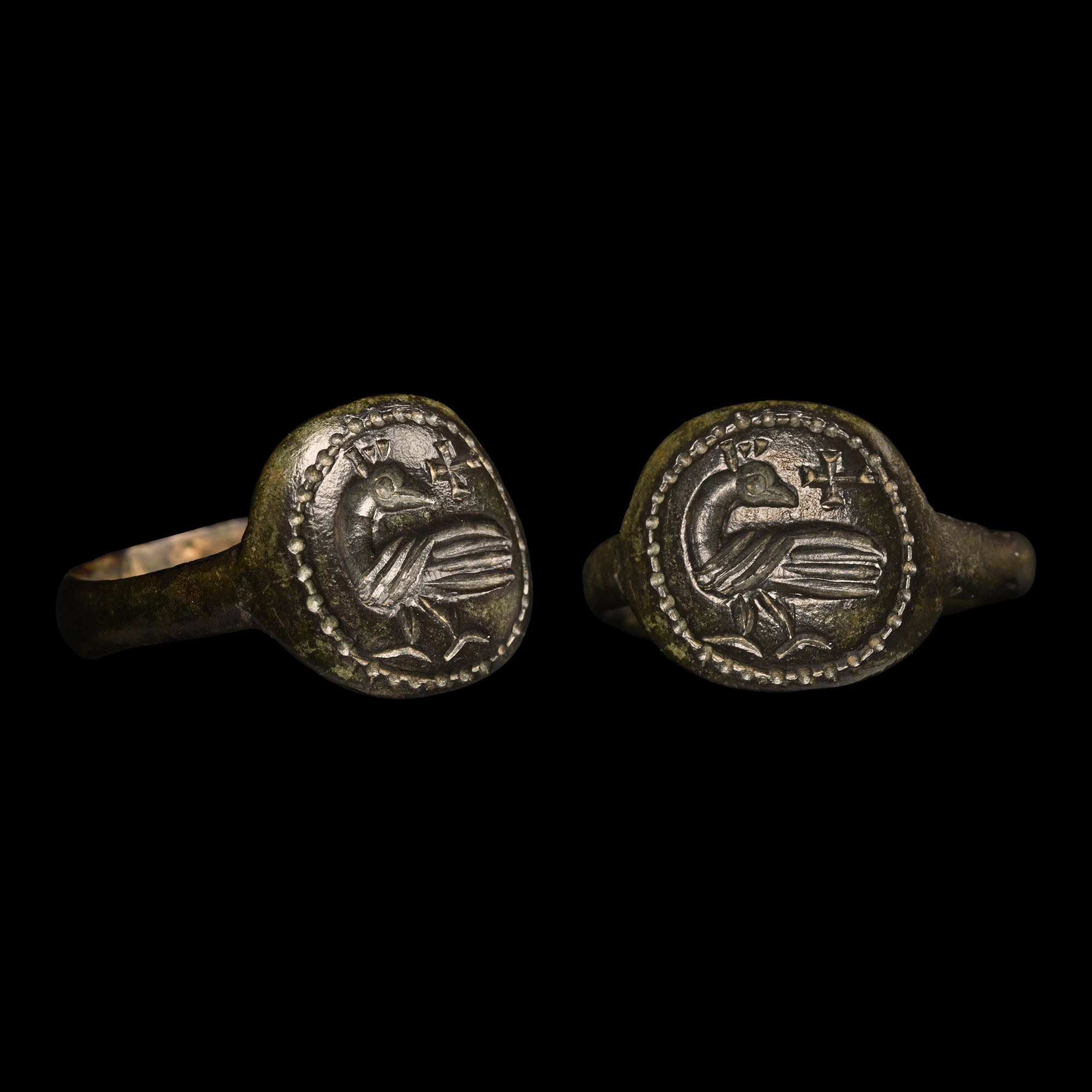 Byzantine Bronze Ring with Bird