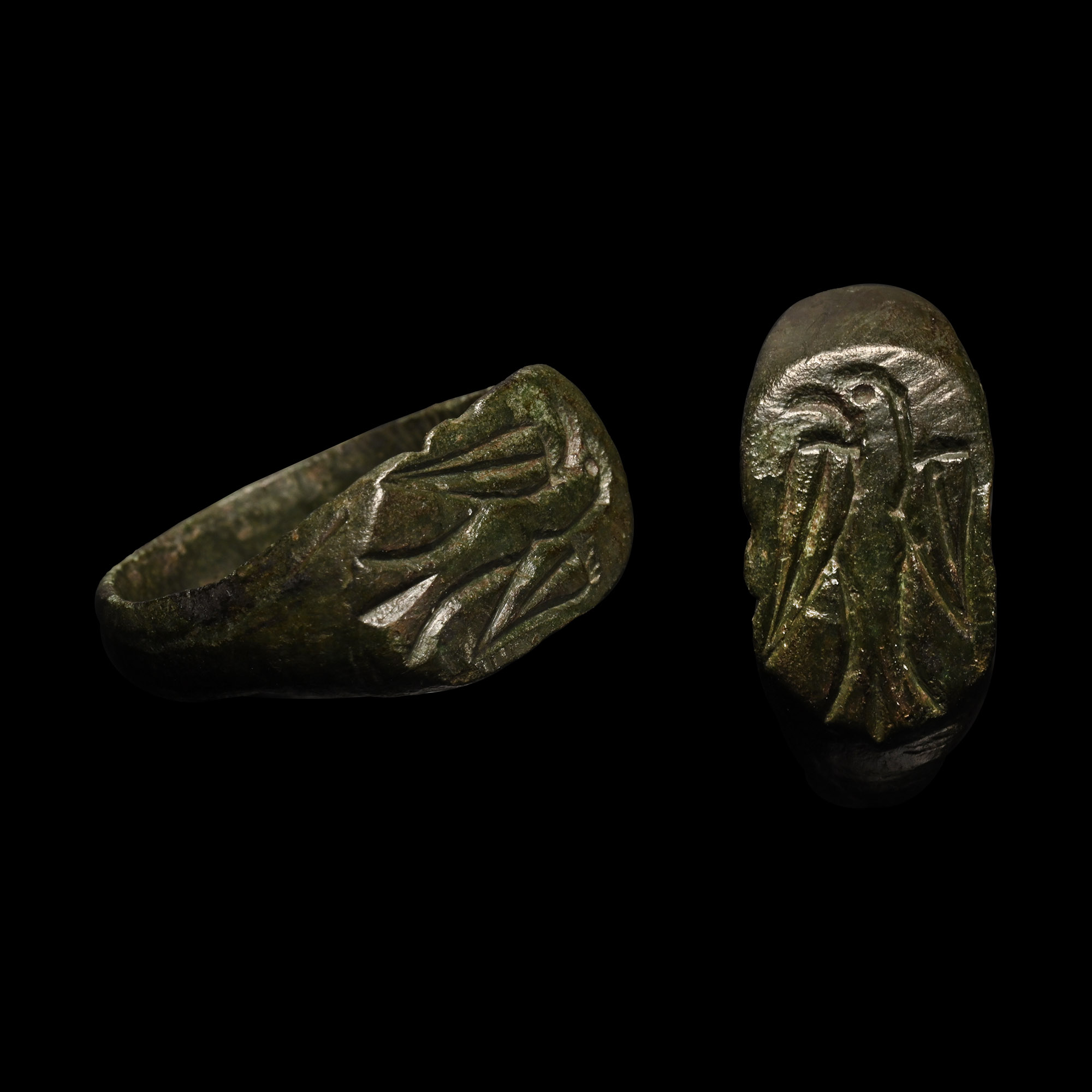 Late Roman Bronze Ring with Eagle