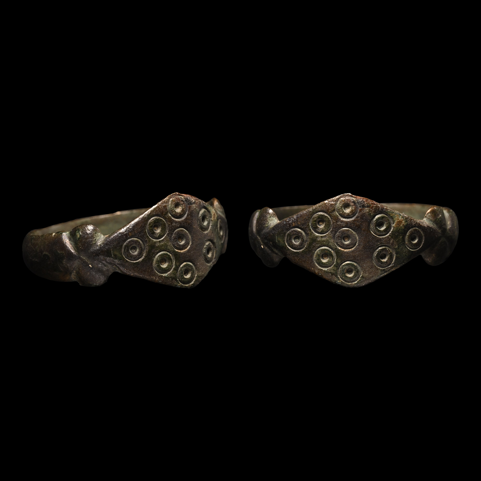 Norman Period Bronze Ring with Lozenge-Shaped Bezel