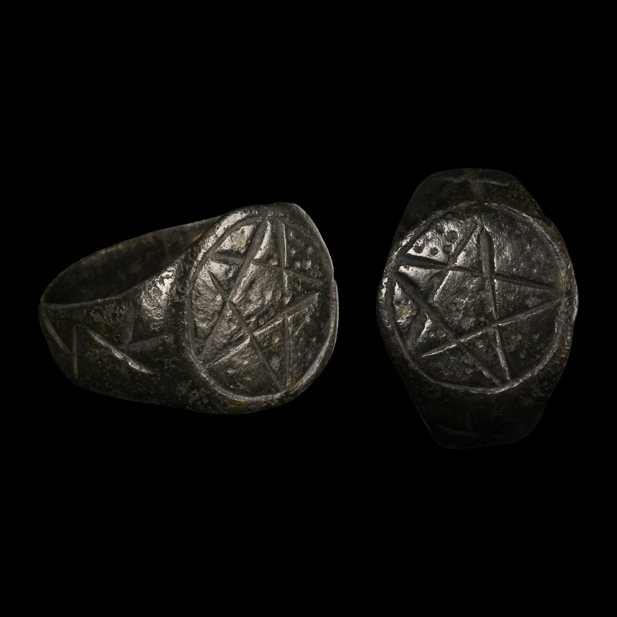 Medieval Bronze Ring with Pentagram