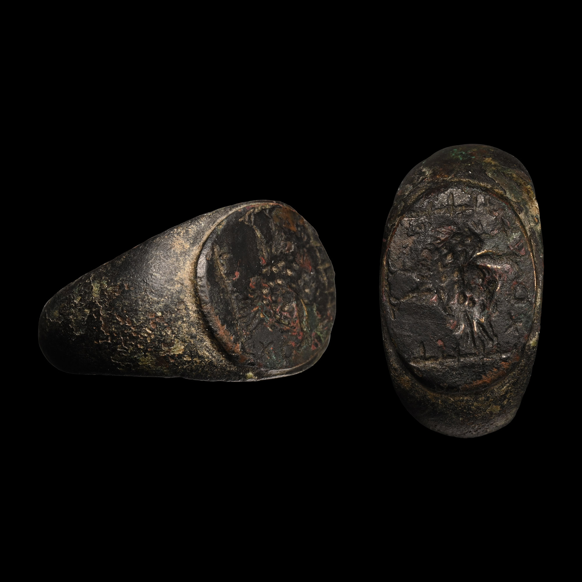 Large Roman Military Seal Ring with Bird