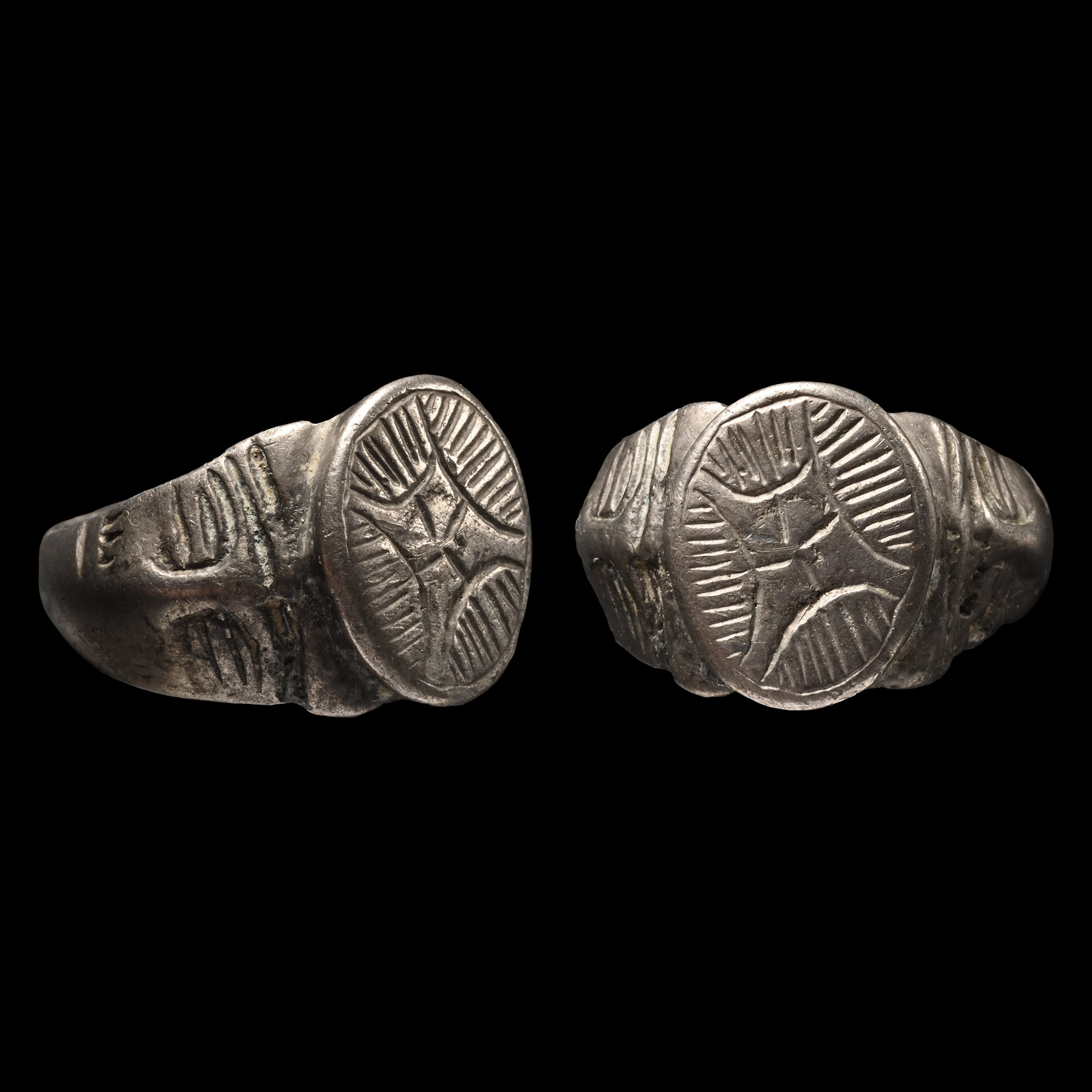 Medieval Silver Ring with Lozenge Cross