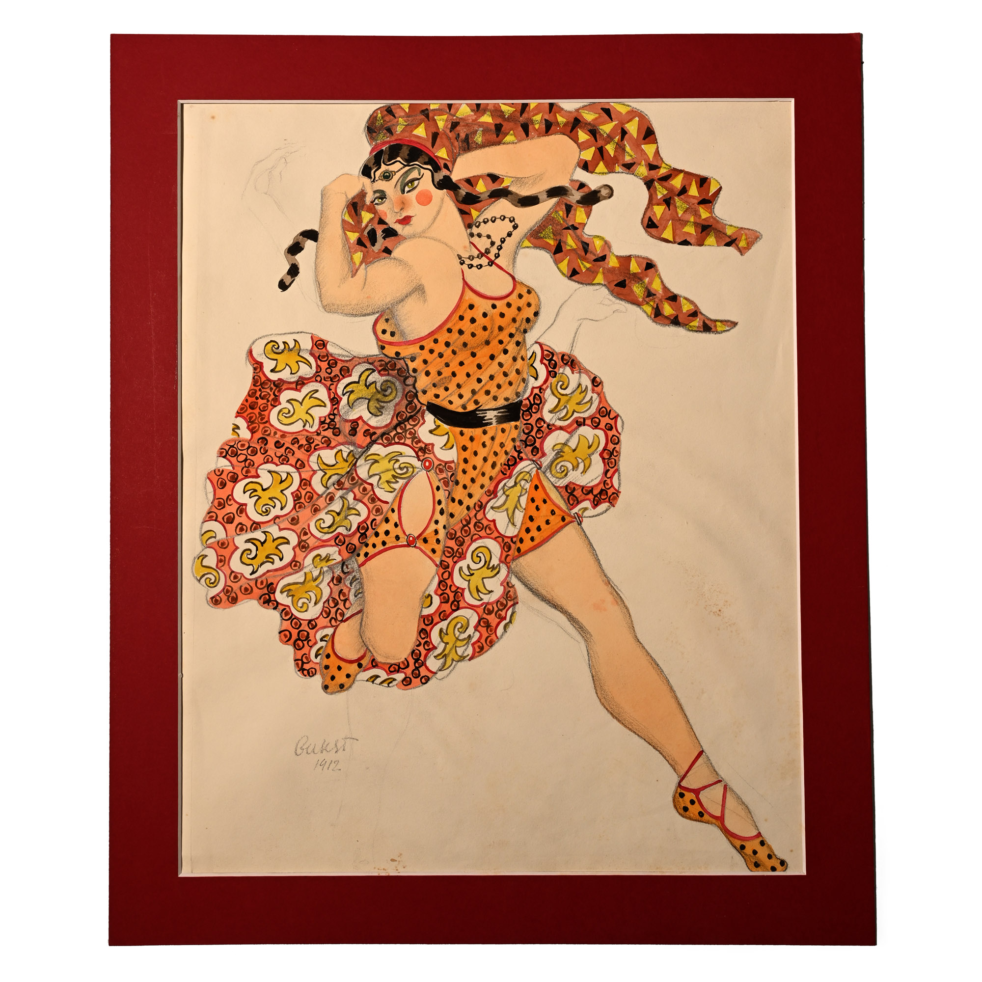 Female Dancer Painting, Attributed to Leon Bakst (1866-1924)