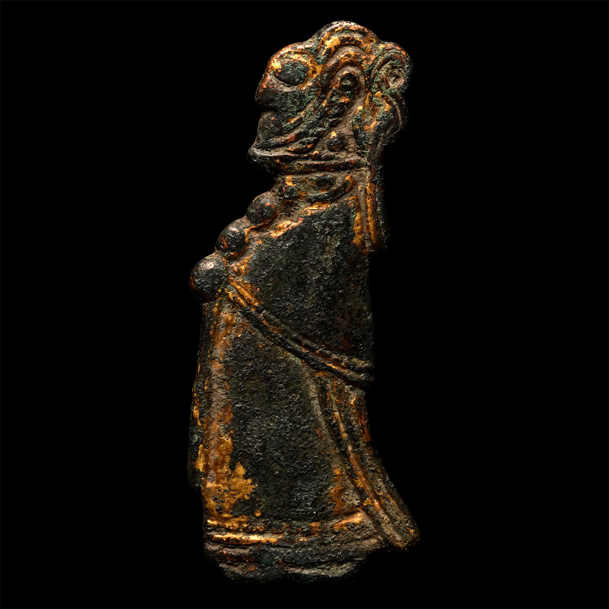 Scandinavian Viking Gilt Bronze 'Valkyrie' Plaque
