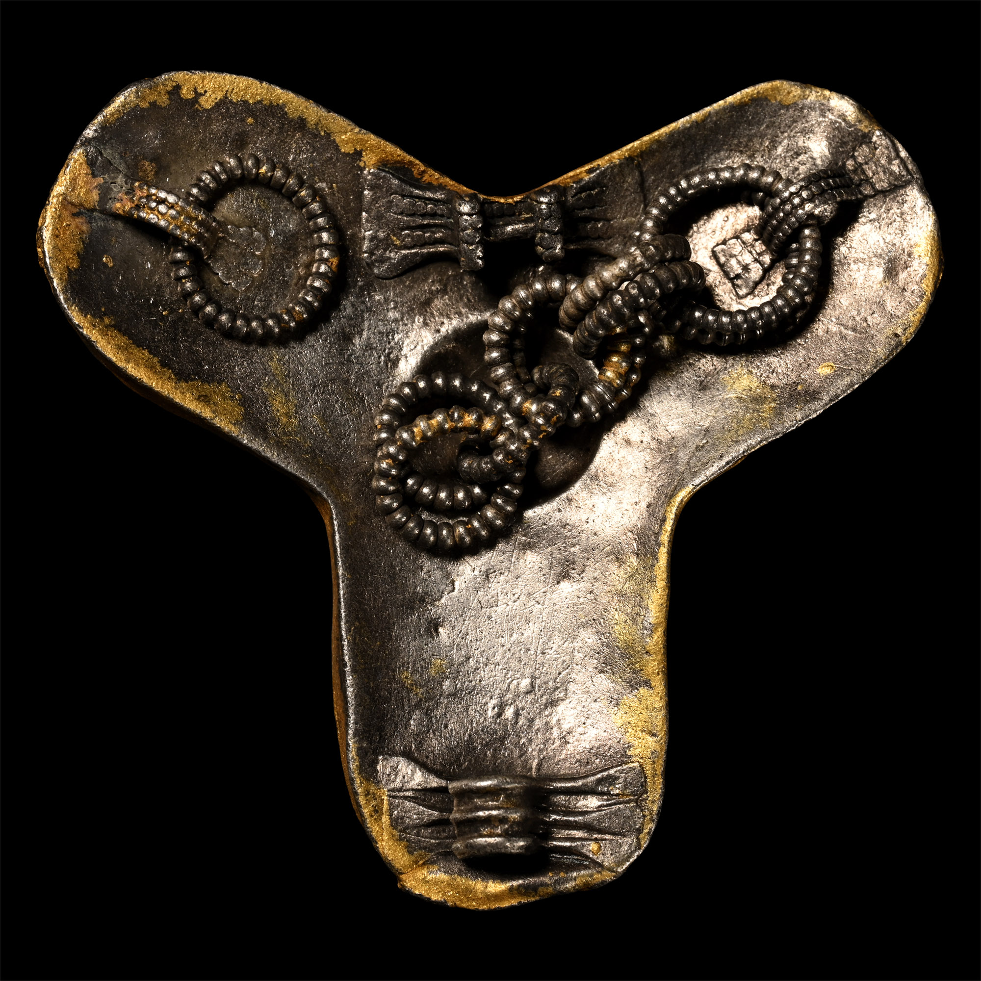 Scandinavian Viking Silver-Gilt Trefoil Brooch with Beasts