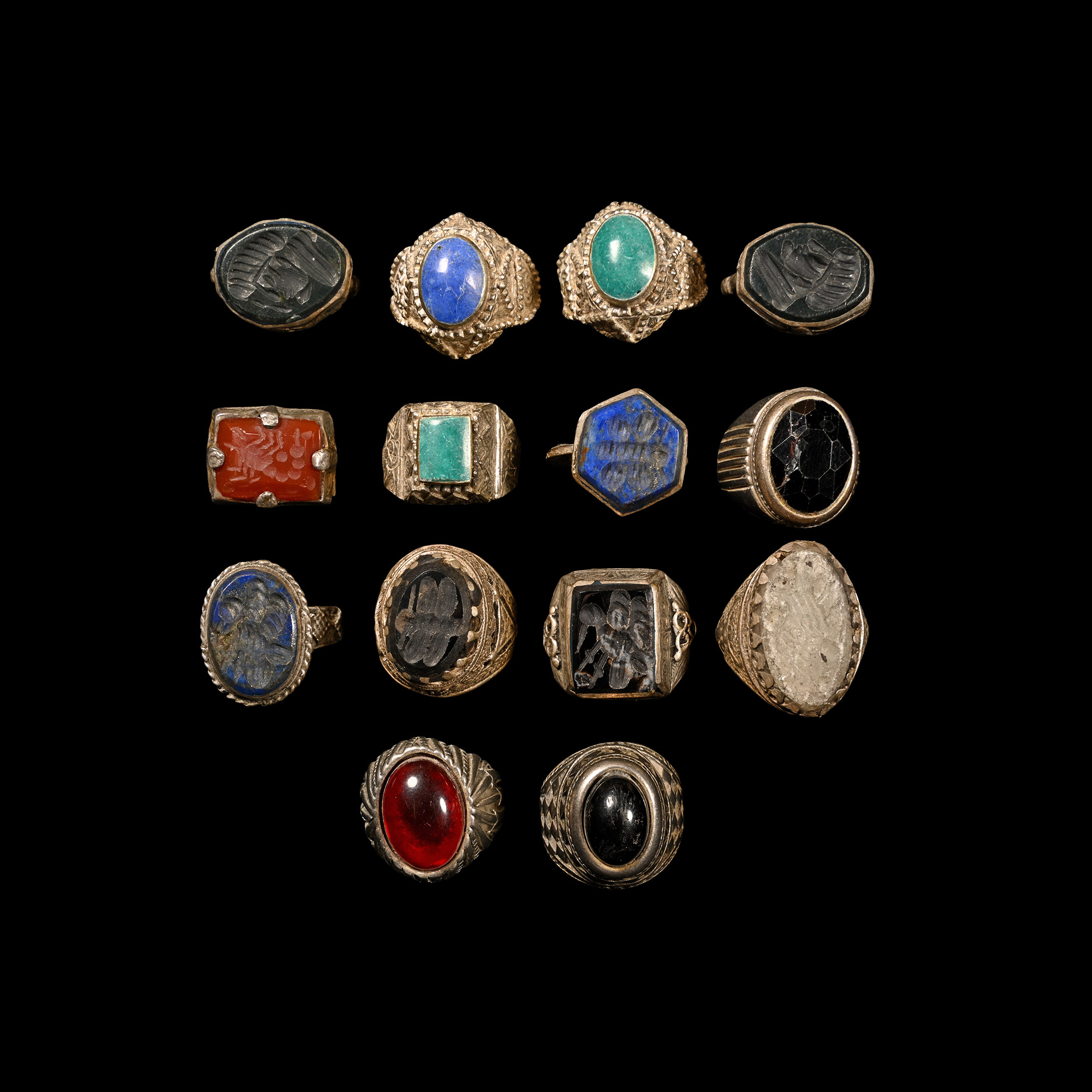 Tribal Silver-Coloured Metal Ring Collection