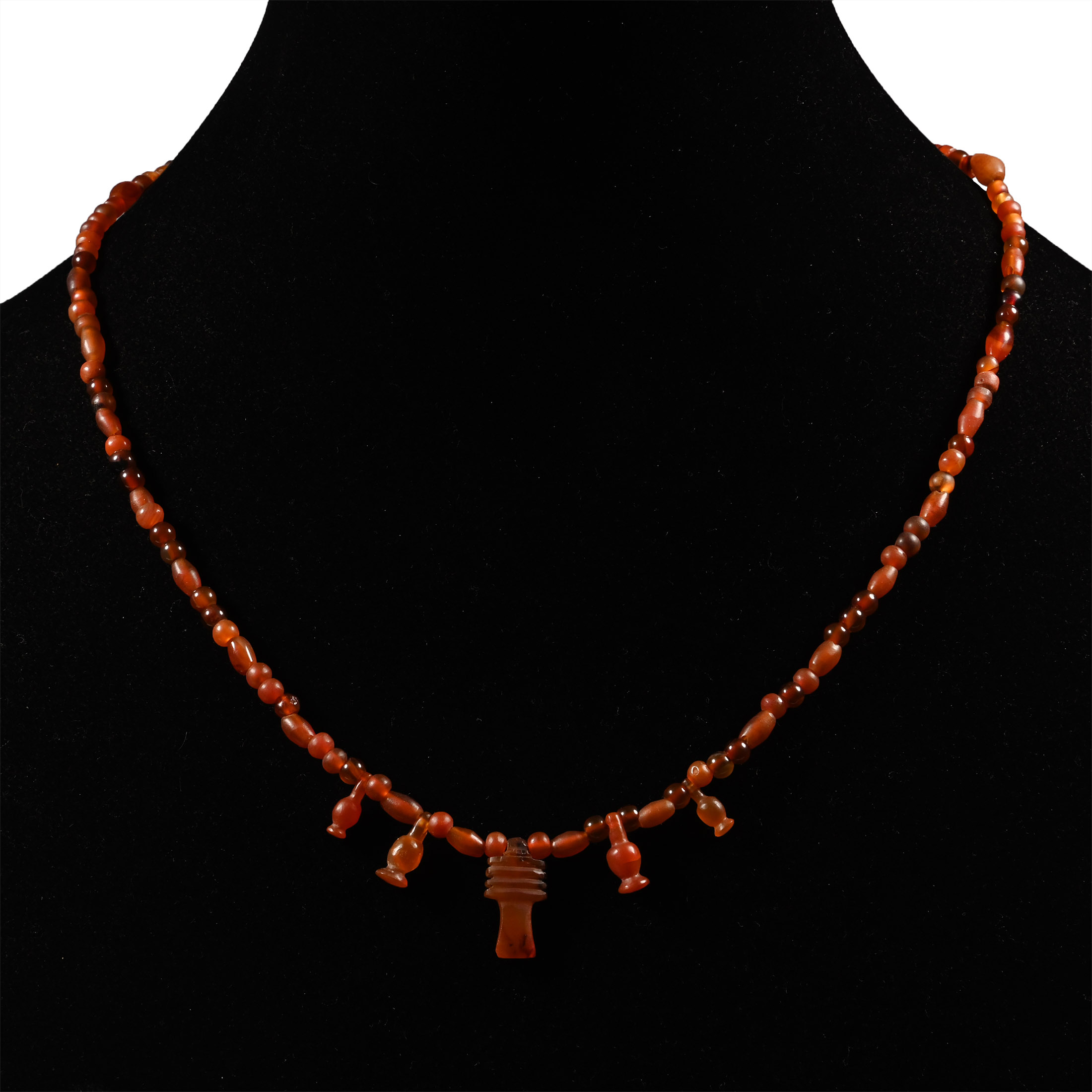 Egyptian Carnelian Necklace with Djed Pillar