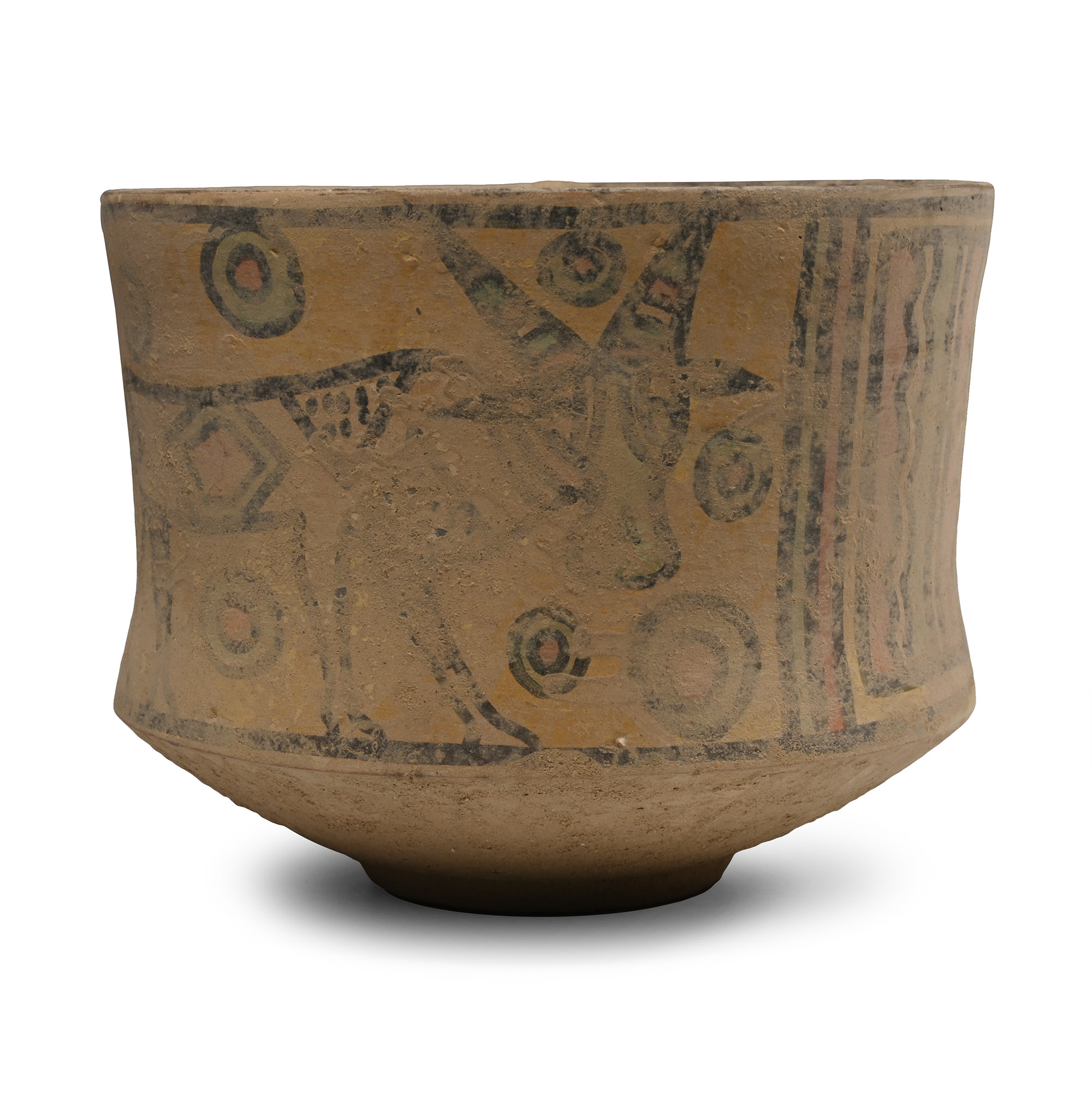 Indus Valley Painted Terracotta Vessel with Lion and Oxen